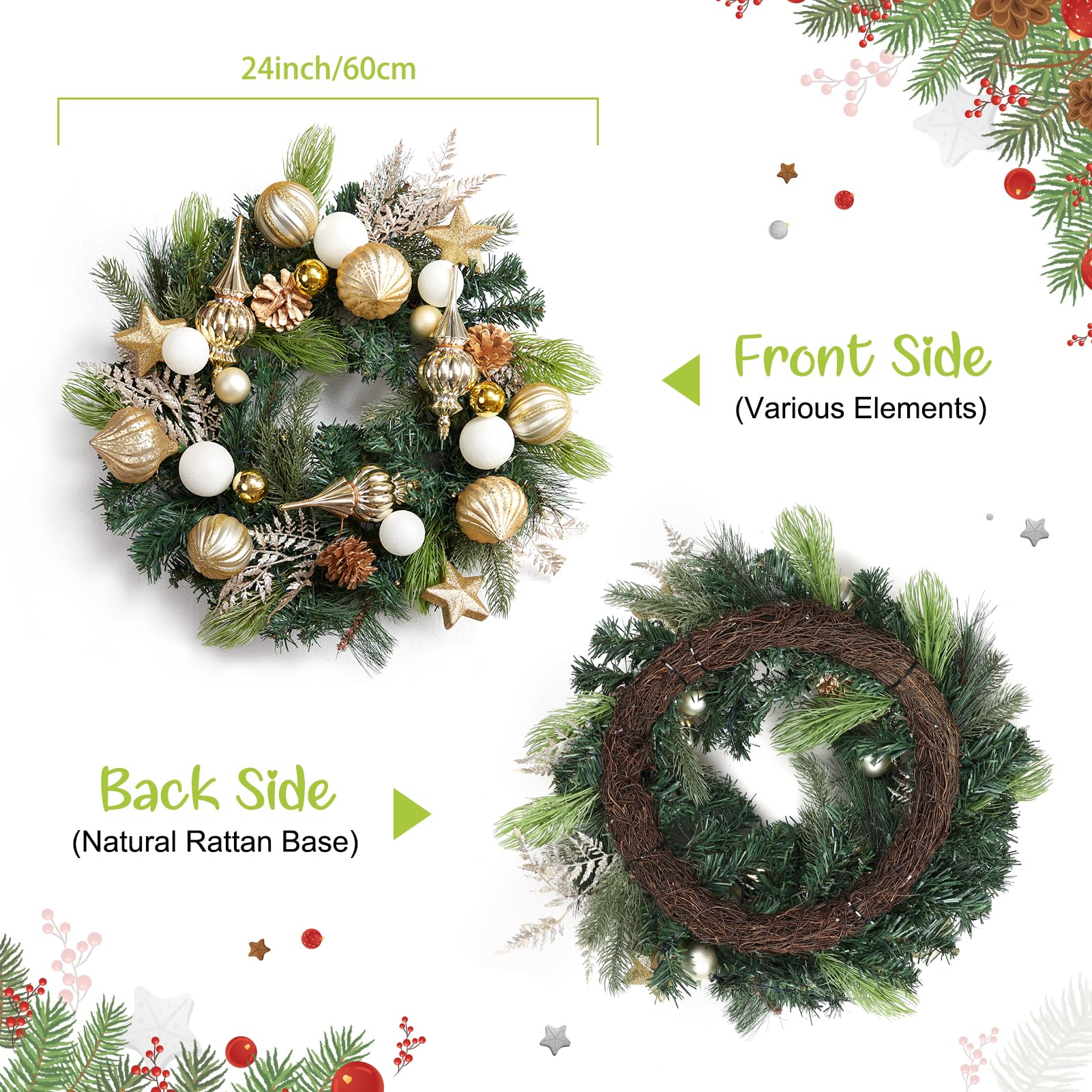 IdealHouse CA7-7TDV-EDBX9X Artificial-Christmas-Wreaths - View #3
