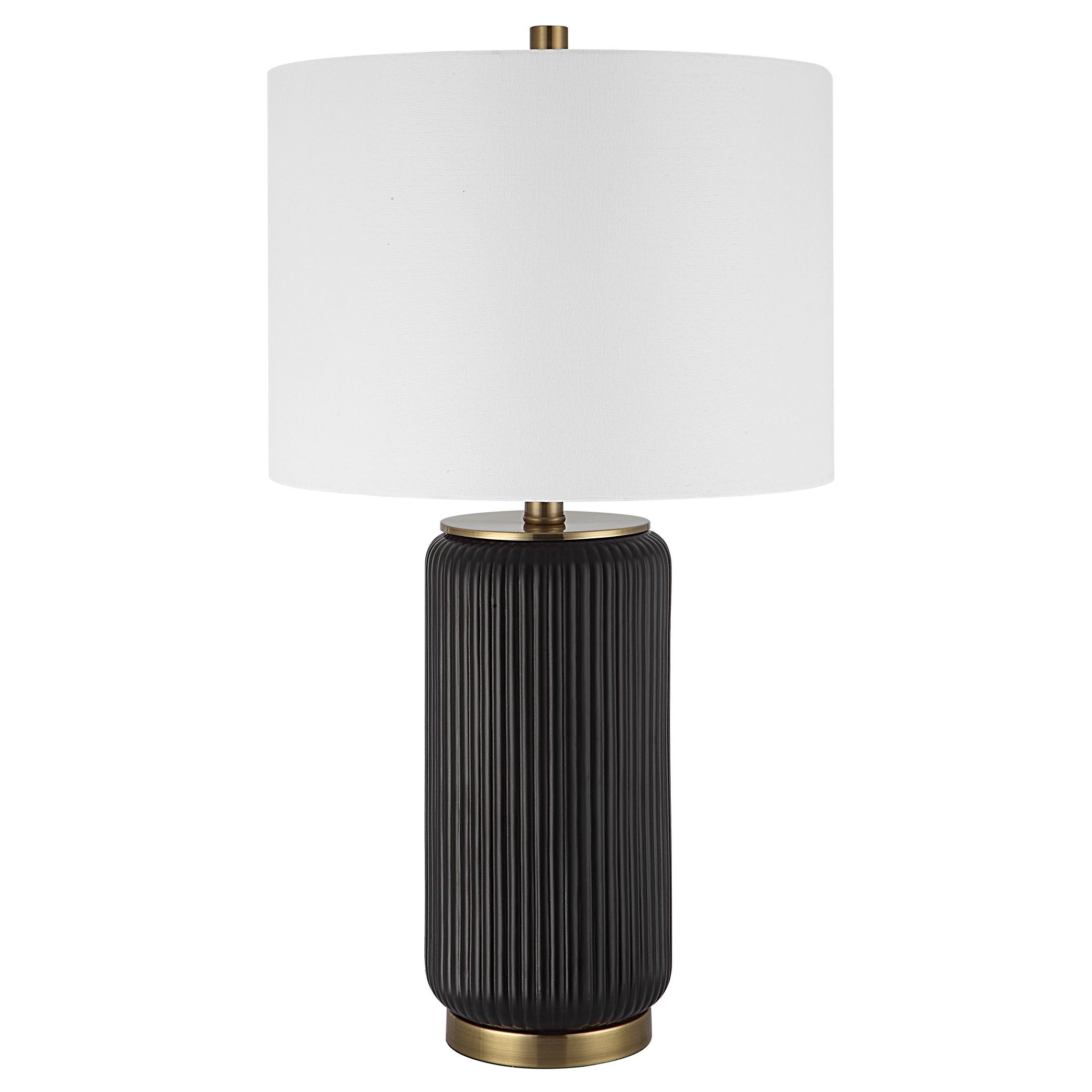 Origin 21 LOW26100-1 25.5-in Rich black with gold accents LED Incandescent Rotary socket Table Lamp with Fabric Shade