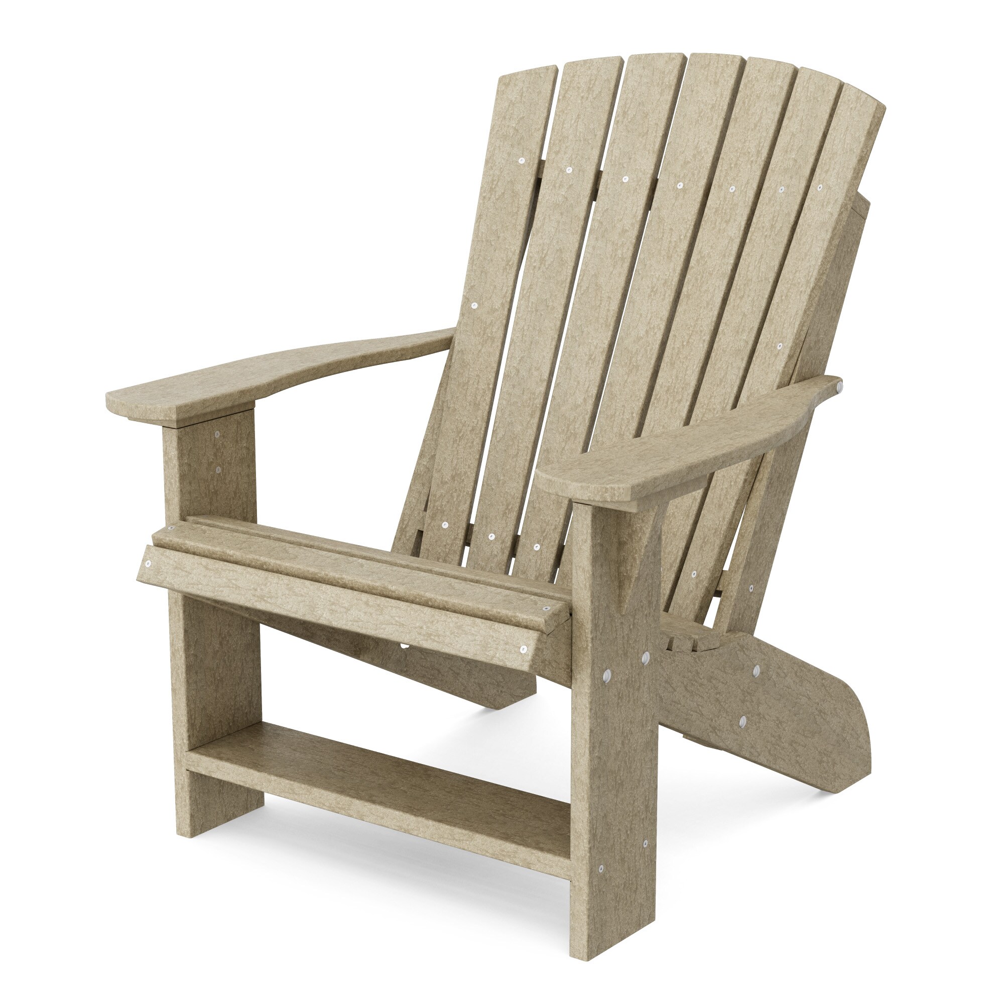 Wildridge LCC-114-WW Heritage Weathered Wood HDPE Frame Stationary Adirondack Chair with Slat Seat