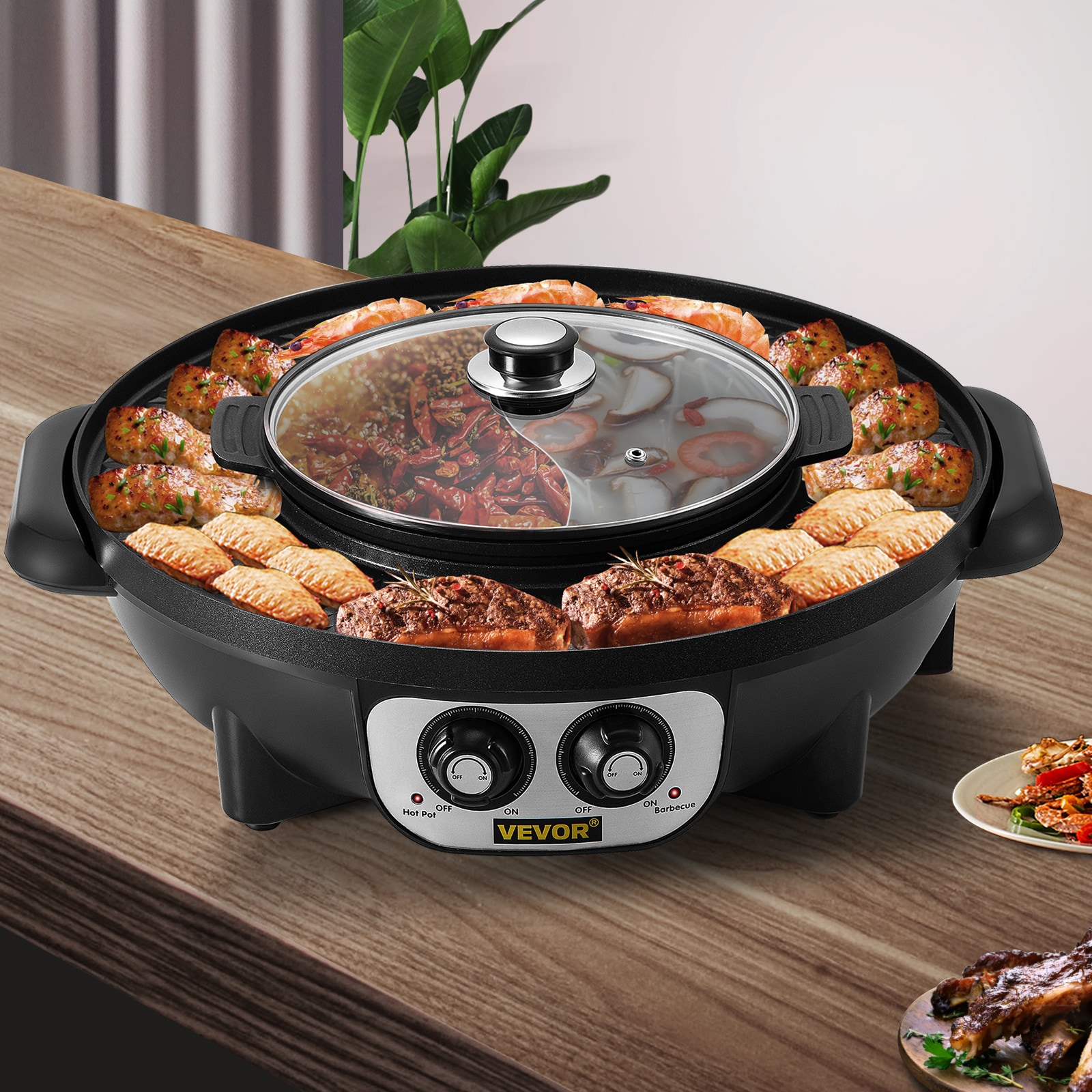 2 In 1 Electric Smokeless 2024 Grill And Hot Pot ,xis