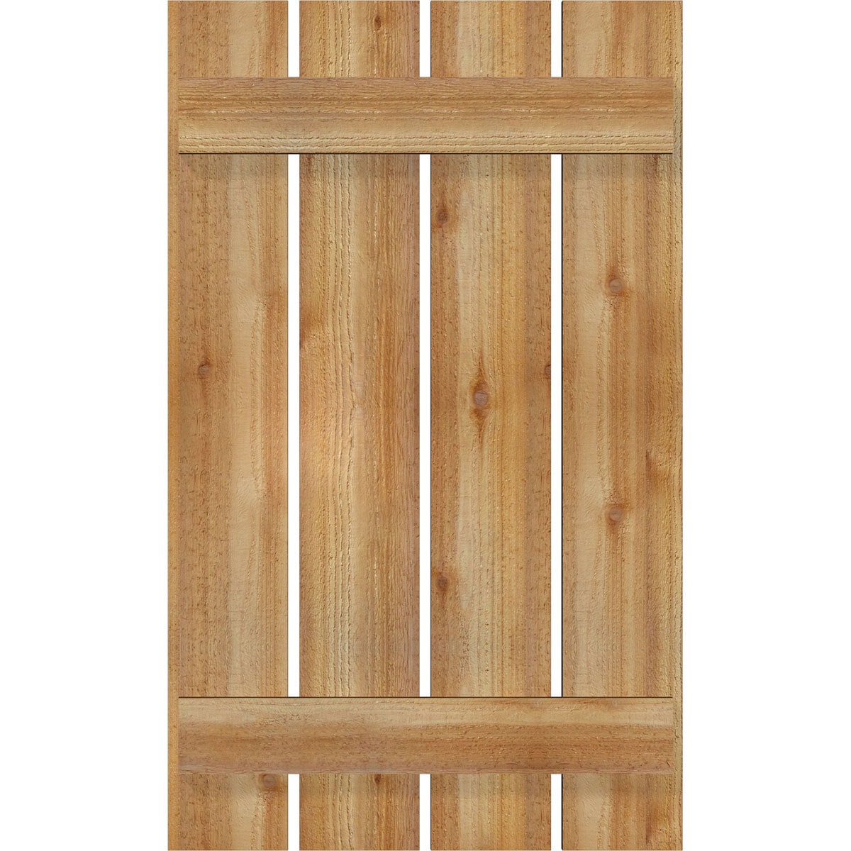 Ekena Millwork RBS06S23X038RWR 23-in W x 38-in H Unfinished Paintable/Stainable Board and batten Spaced Wood Exterior Shutters ( 2 -Pack )