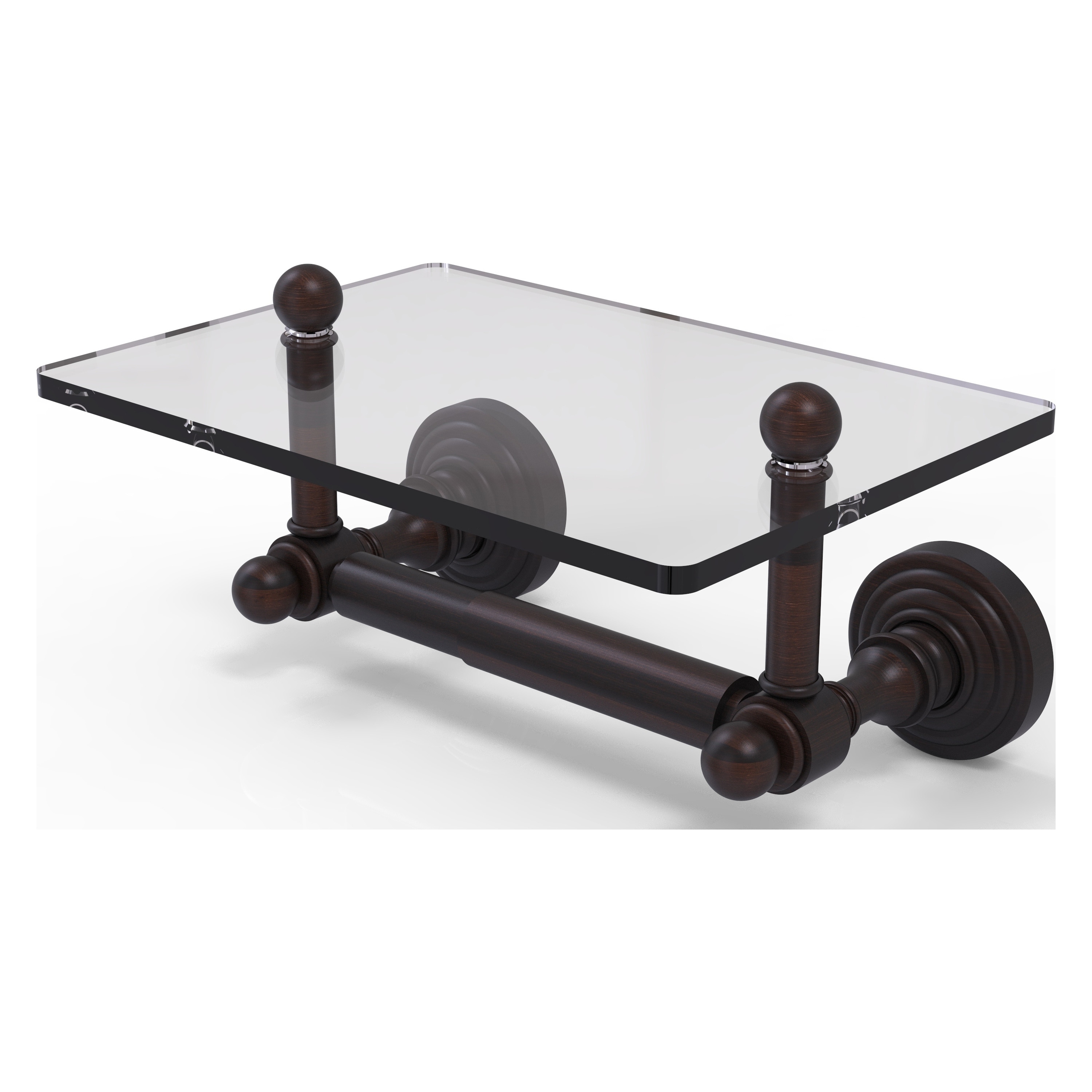 Allied Brass WP-GLT-24-VB Waverly Place Venetian Bronze Wall mount Double post Toilet Paper Holder 1 -Rolls with Storage