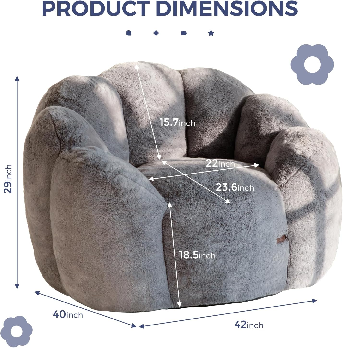 MAXYOYO M-A89-DGREY-SINGLE Bean-Bag-Chairs - View #2