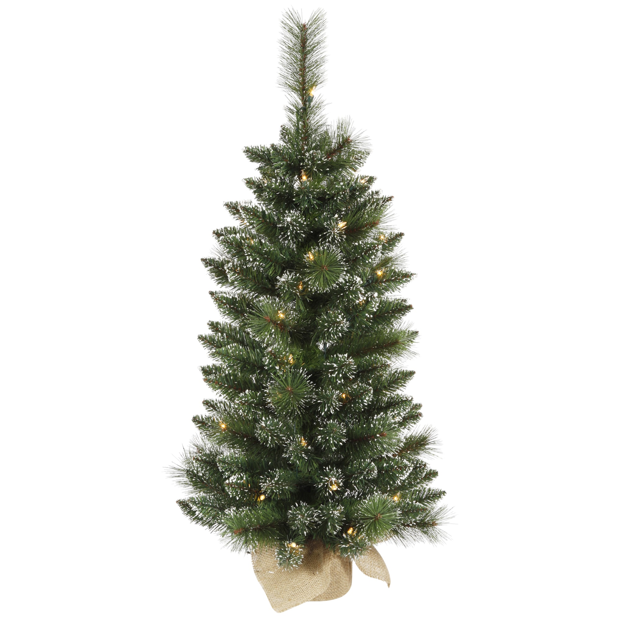 Vickerman B166437 3-ft Pine Pre-lit Flocked Artificial Christmas Tree with Clear Incandescent Lights
