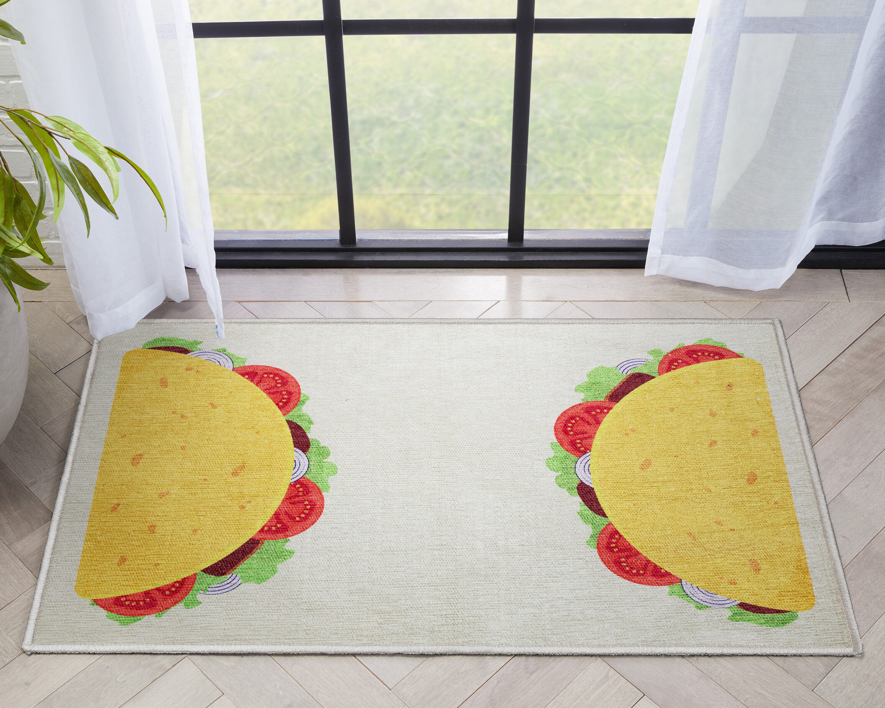 Well Woven W-AP-12B-3 2 x 3 (ft) Flatweave Polyester Multi Yellow Rectangular Indoor Mid-Century Modern Area rug