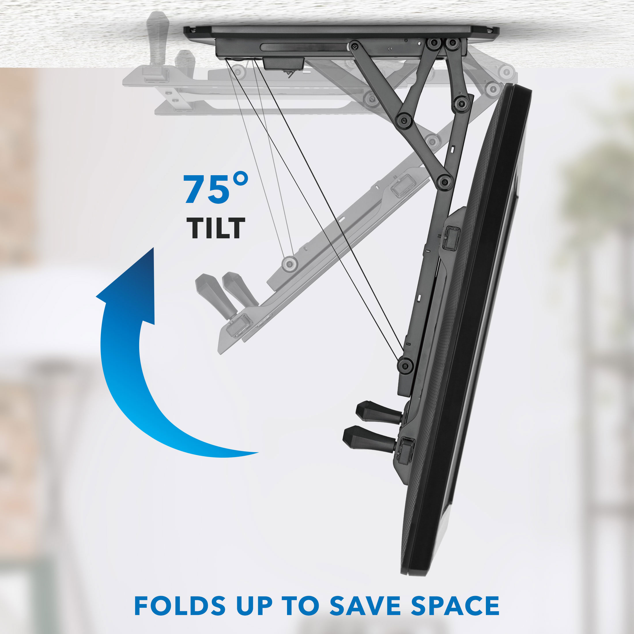 Motorized Black Steel Ceiling TV Mount for 32-70 Inch Screens
