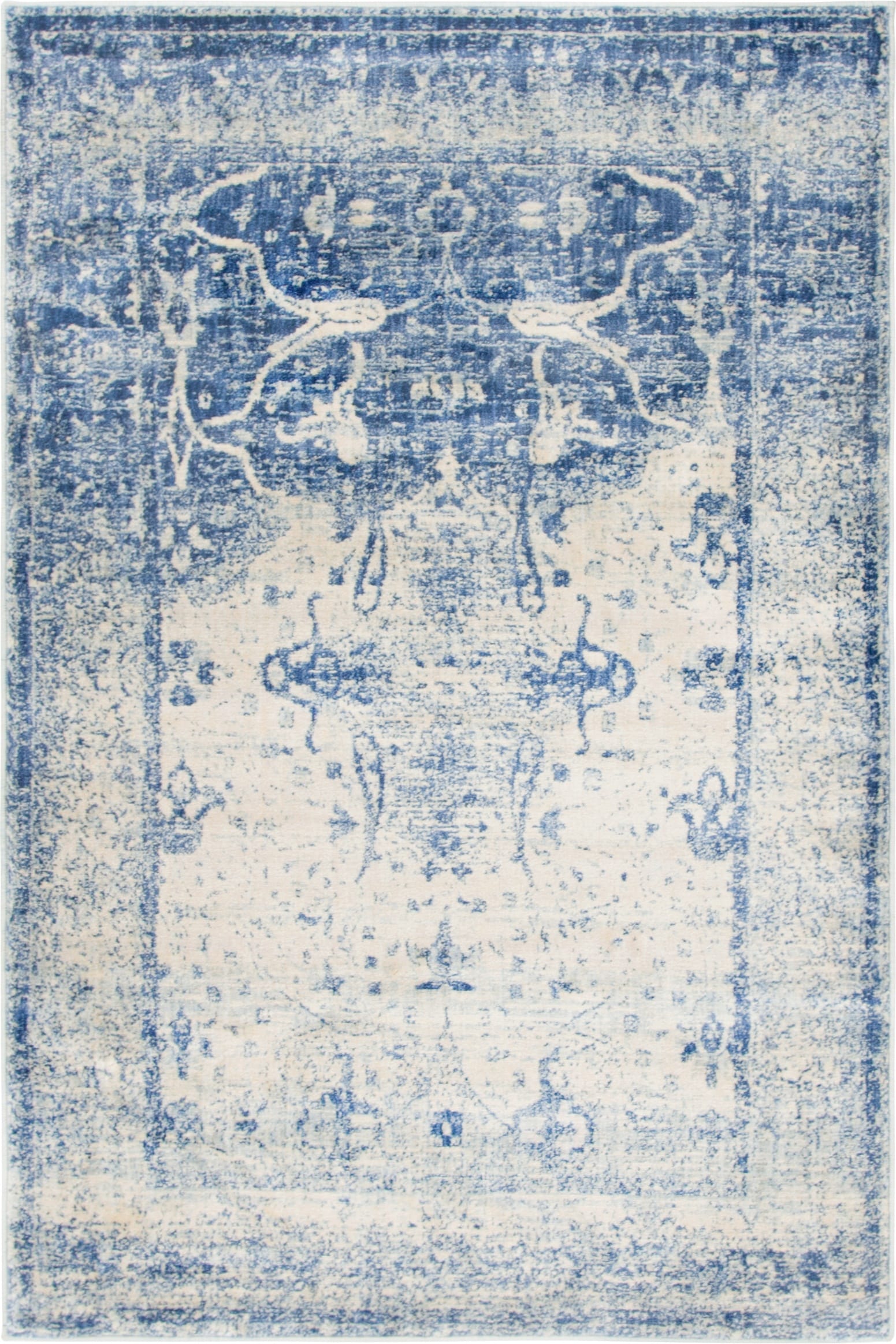 Unique Loom 3141760 Barrington Asheville 4 x 6 (ft) Loomed Polypropylene Navy Blue/Beige Rectangular Indoor Floral/Botanical Vintage Area rug