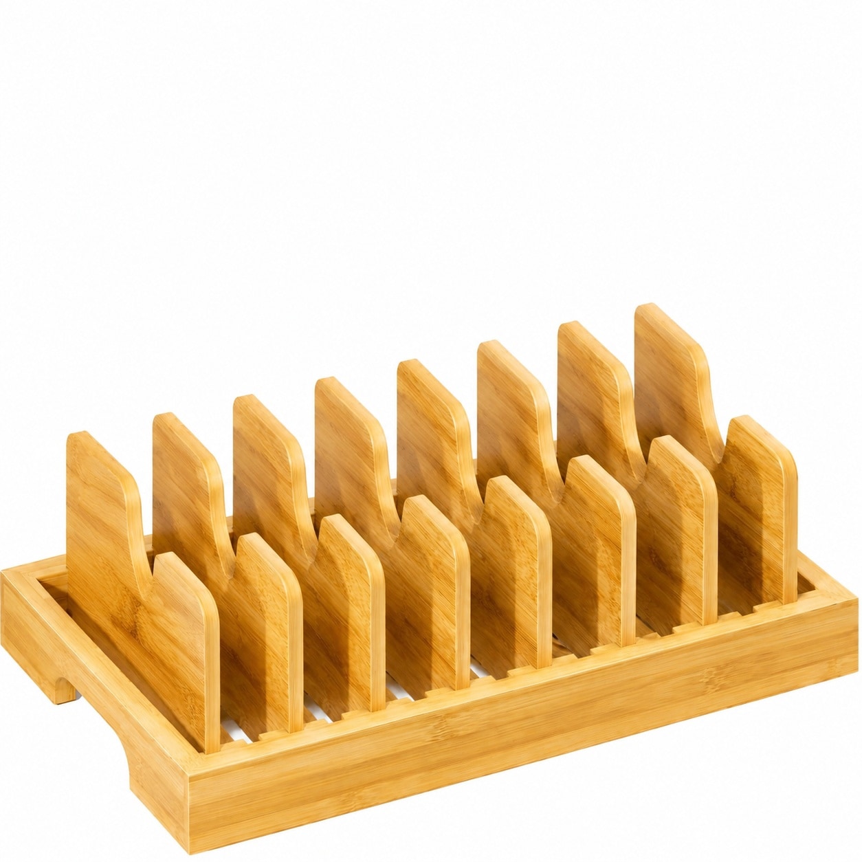 Aoibox  Bamboo Pot and Pan Organizer with 7 Adjustable Dividers for Countertop and Cabinet Storage Natural
