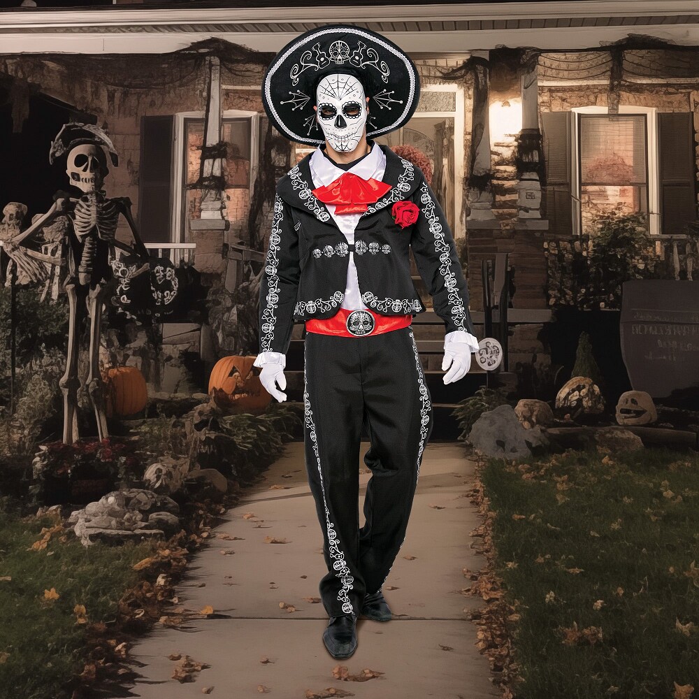 Joyfy 20084-XXL Mens Day of The Dead Adult Costume Halloween Set