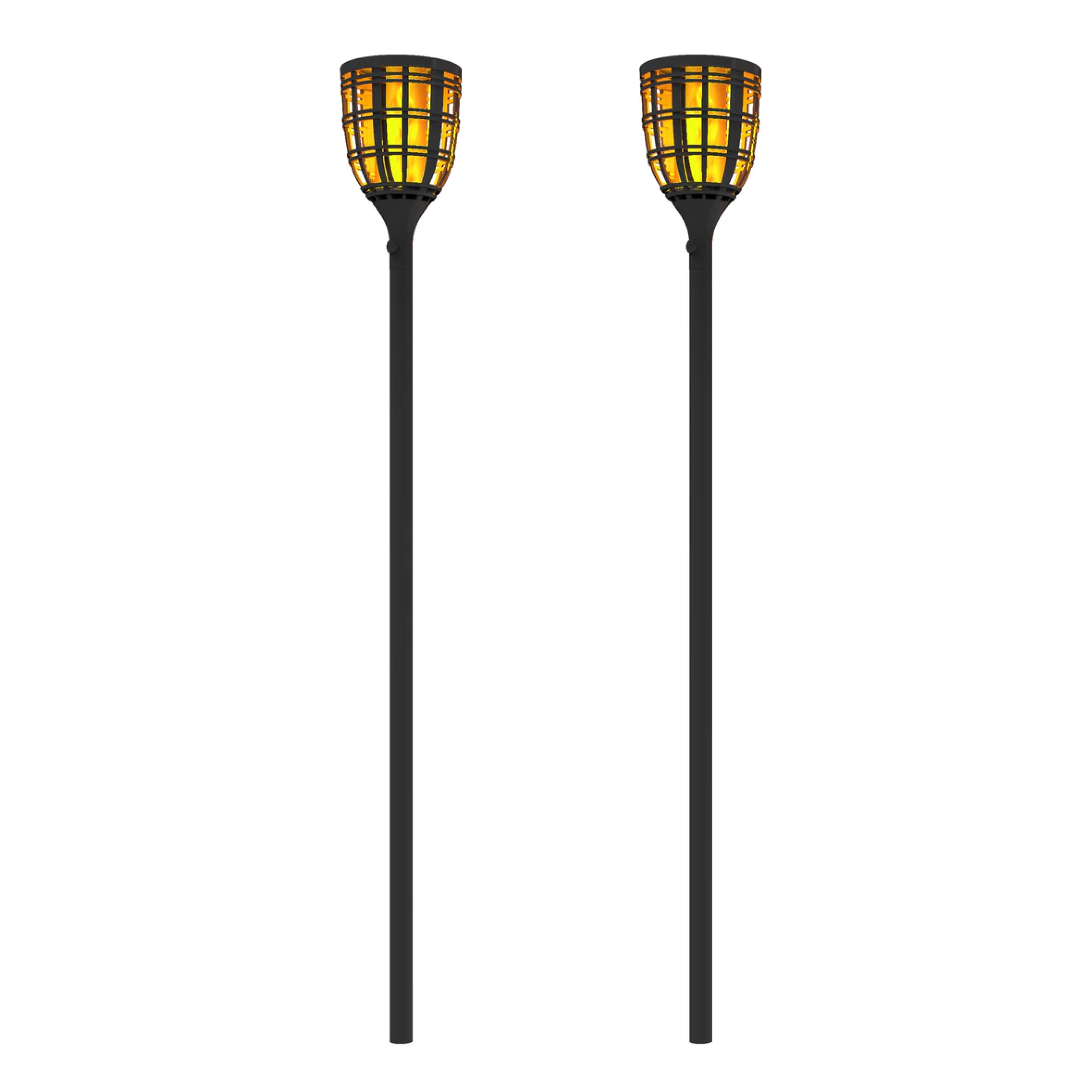 TECHKO SHL-901 2 -Pack Outdoor Solar Tiki Torches Flaming LEDs 35 -Lumens 0.9 -Watt Black Solar LED Outdoor Path Light Kit ( 2500-K )