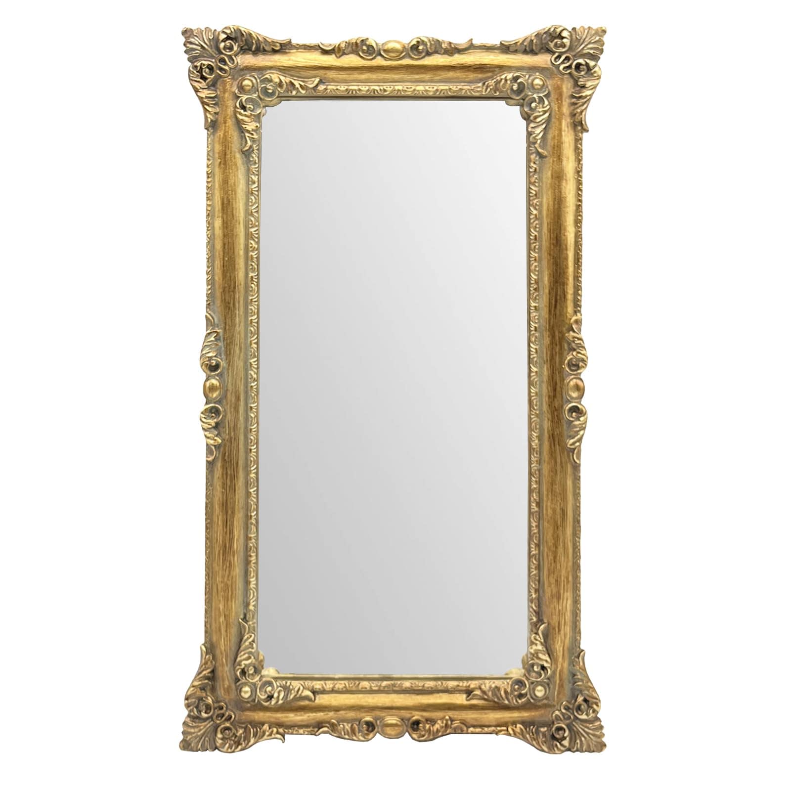Aoibox  8 in W x 14 in H Ornate Resin Framed Antique Gold Vintage Decorative Wall Mirror Small Tabletop Vanity Makeup Mirror