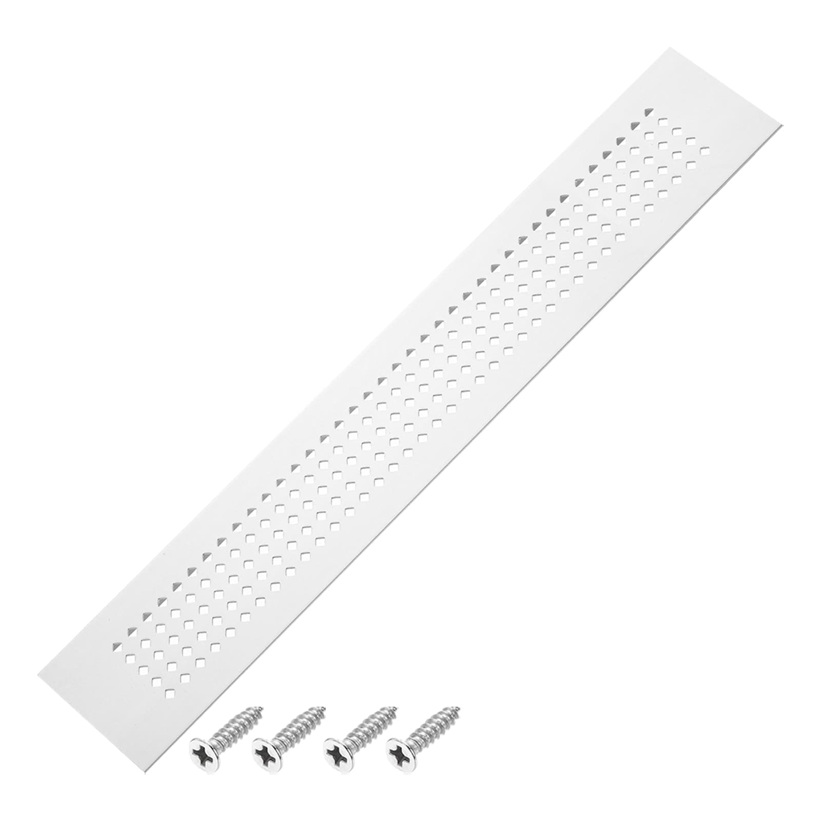 PATIKIL 20 x 2inch Door Air Vent Cover Aluminum Grille Ventilation Cover Louvered Diamond Hole with Mounting Screws for Cabinet Wardrobe Door Silver