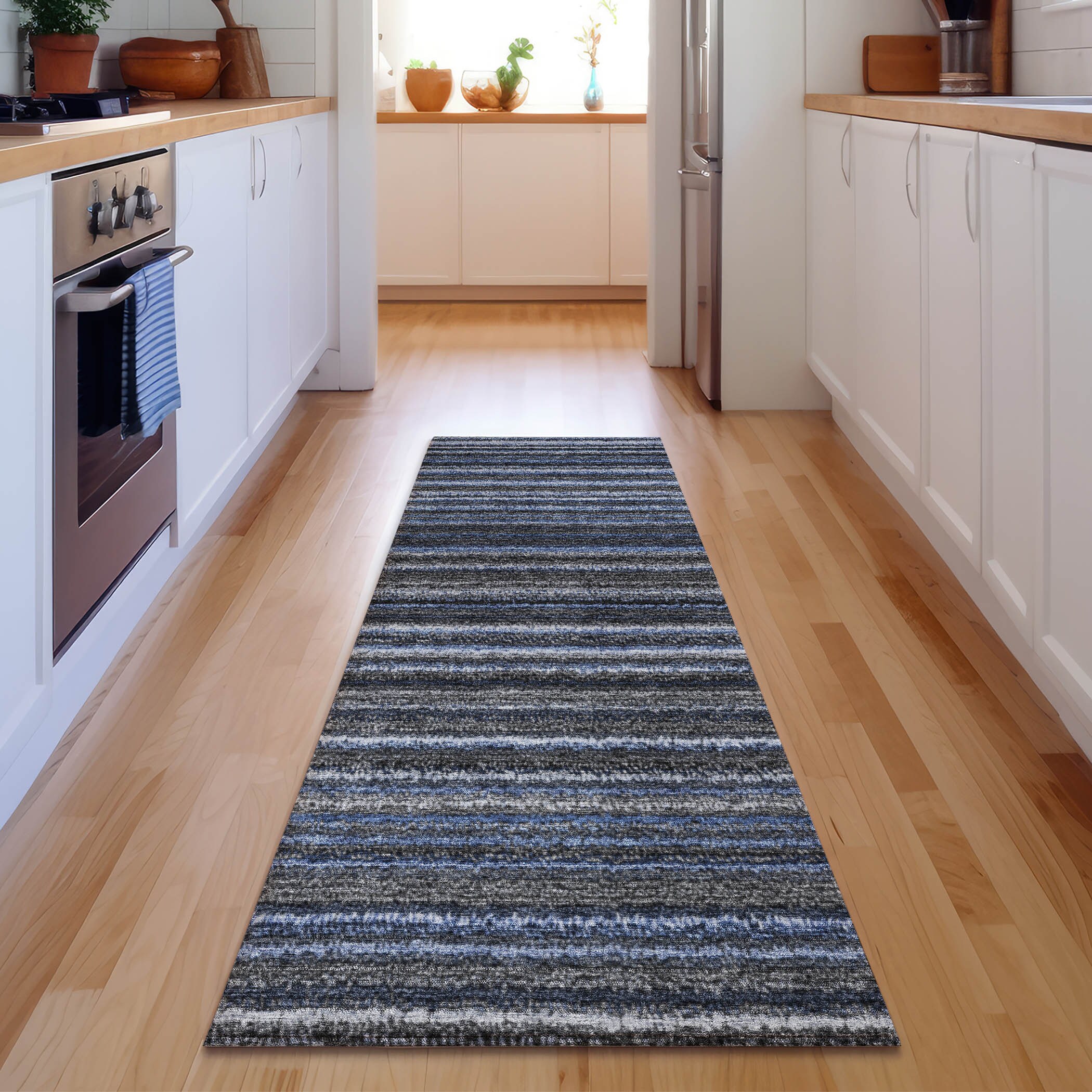 Addison Rugs AMF598BU2X8 Mayfield AMF598BU 2 x 7 (ft) Loomed Polyester Blue Rectangular Indoor Geometric Machine washable Area rug