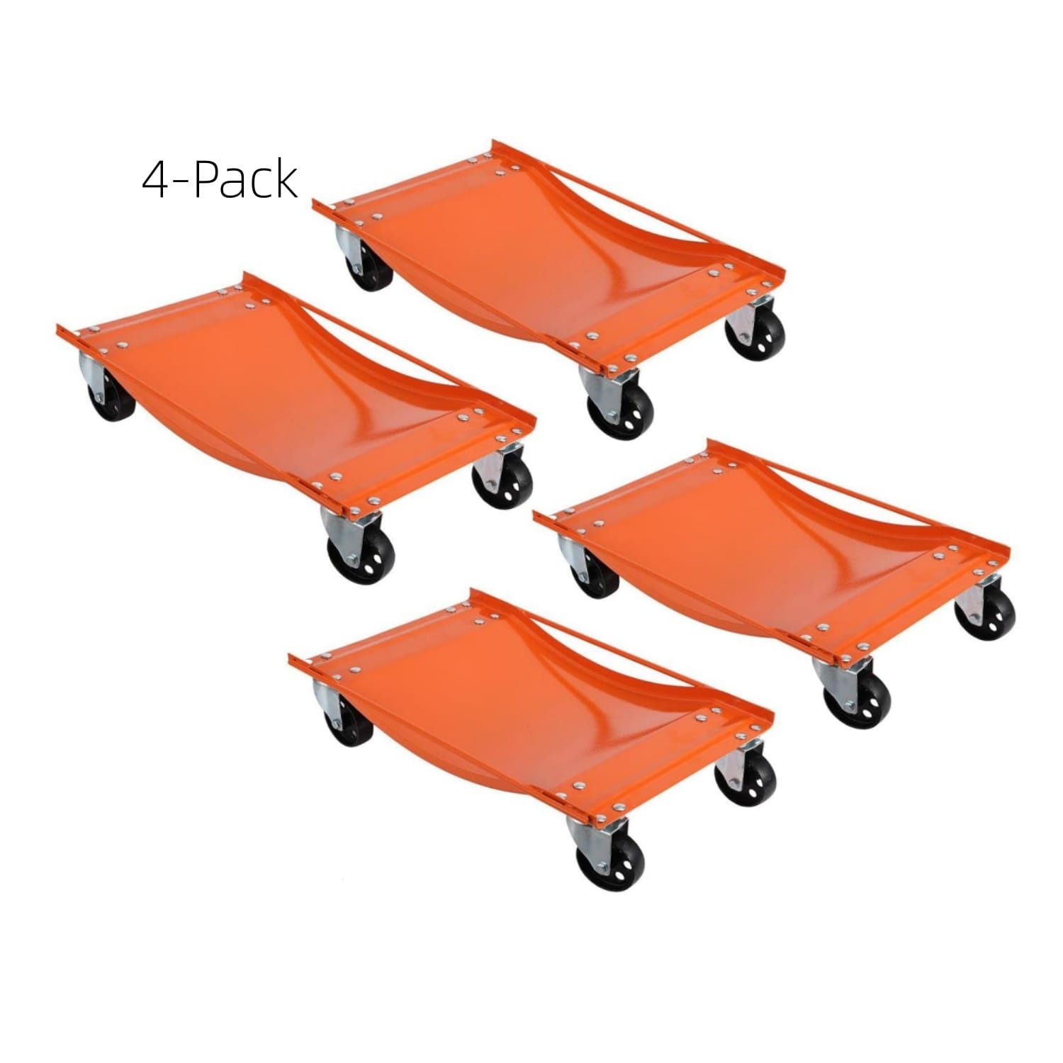 Garvee Heavy-Duty Car Wheel Dolly Set (4-Pack) 10000-lb Capacity 3.5Inch Steel Wheels  24 x 15 in Orange