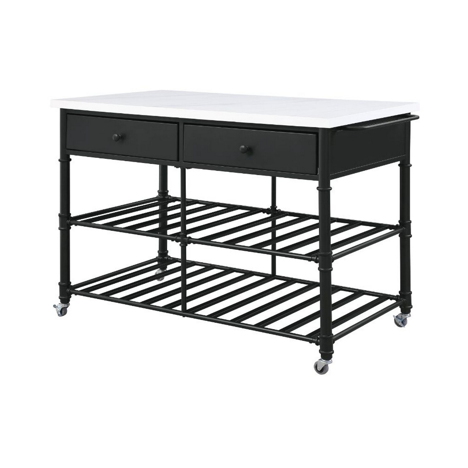 Organize It All Black Metal Base with Steel Metal Top Microwave Cart  (17.75-in x 24-in x 53-in) in the Kitchen Islands & Carts department at