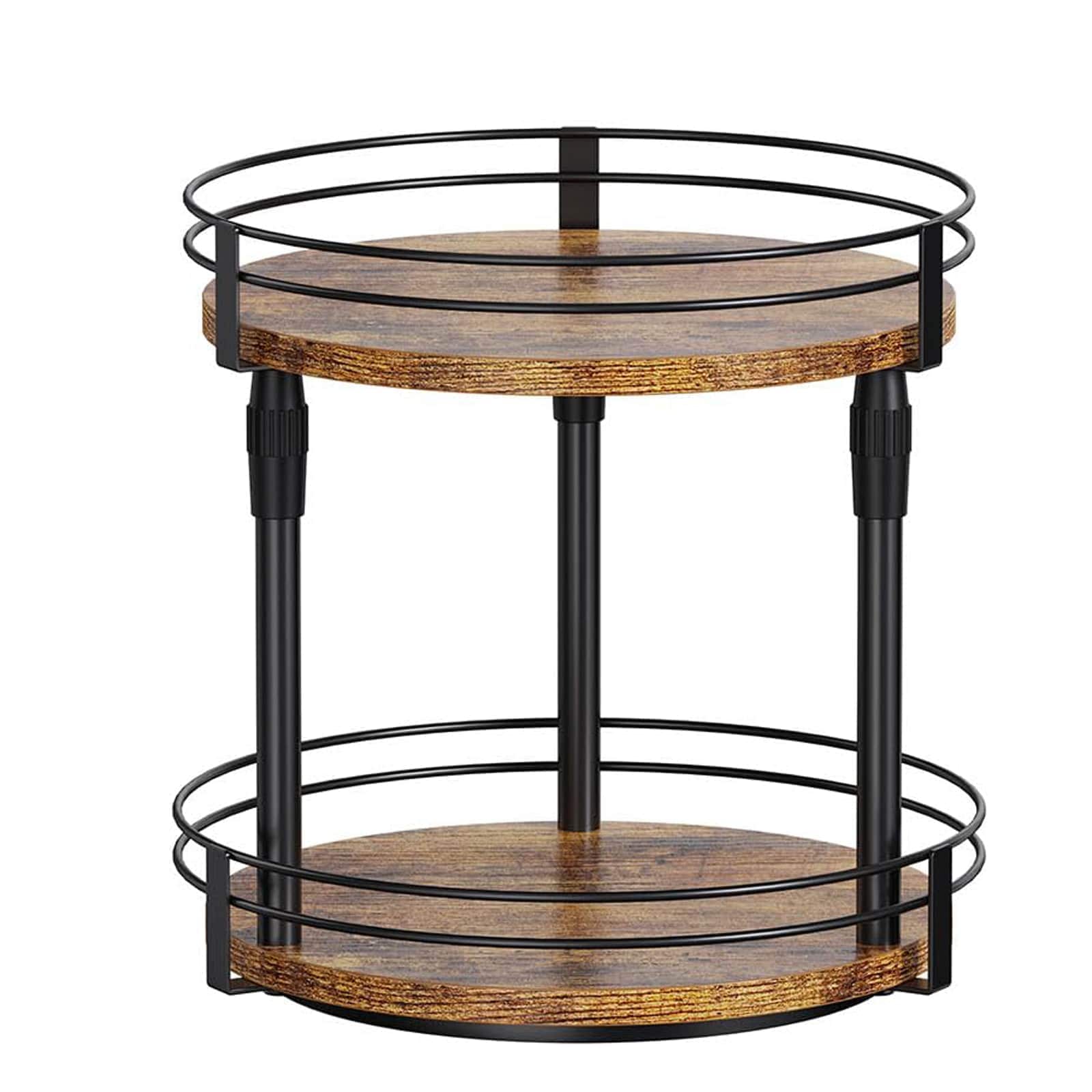 Etokfoks  2 Tier 12 Inch Adjustable Height Wood Lazy Susan Turntable Organizer for Kitchen Cabinet Pantry Countertop Dining Table Bathroom Coffee Bar 1 Piece
