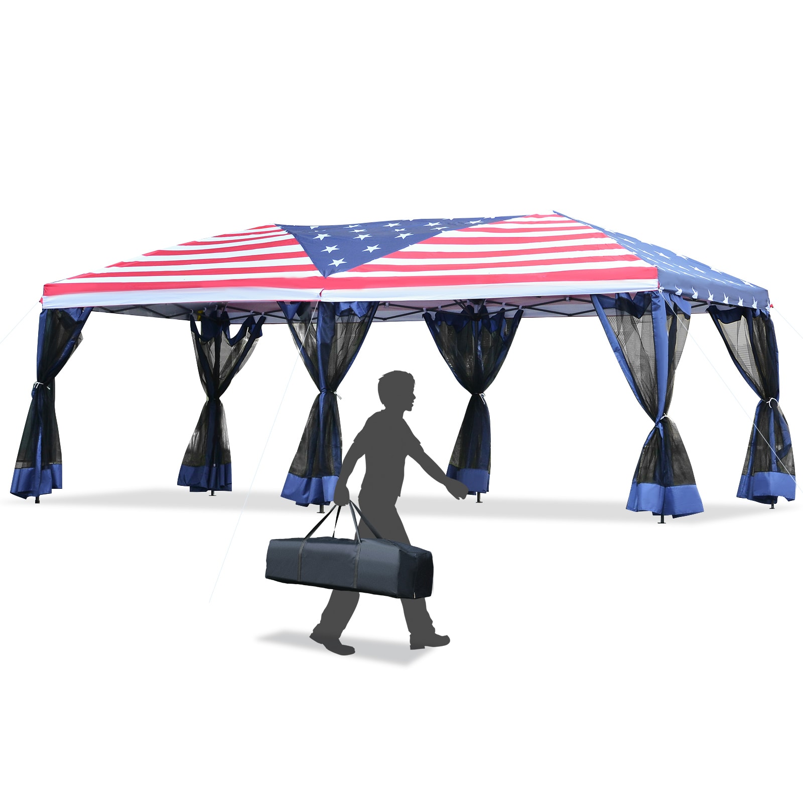 ToolCat BZ2-52-PW 20-ft x 10-ft Colorful Gazebo with Soft Top Roof