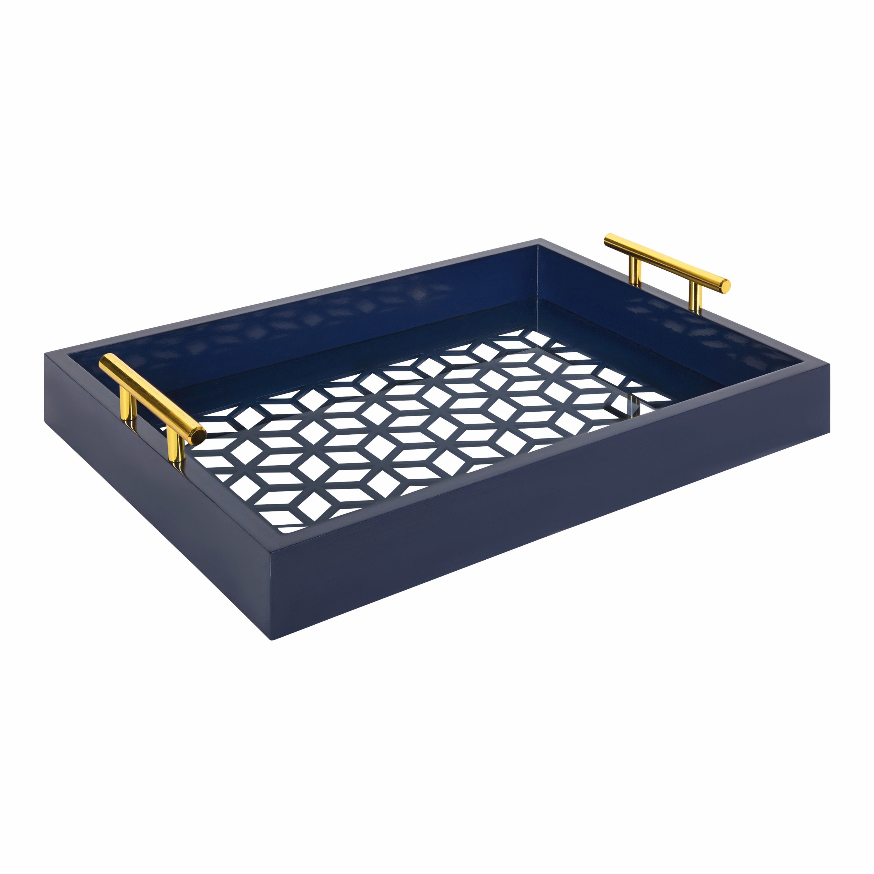 Kate and Laurel 12.25-in x 16.5-in Navy Blue Serving Tray in the ...