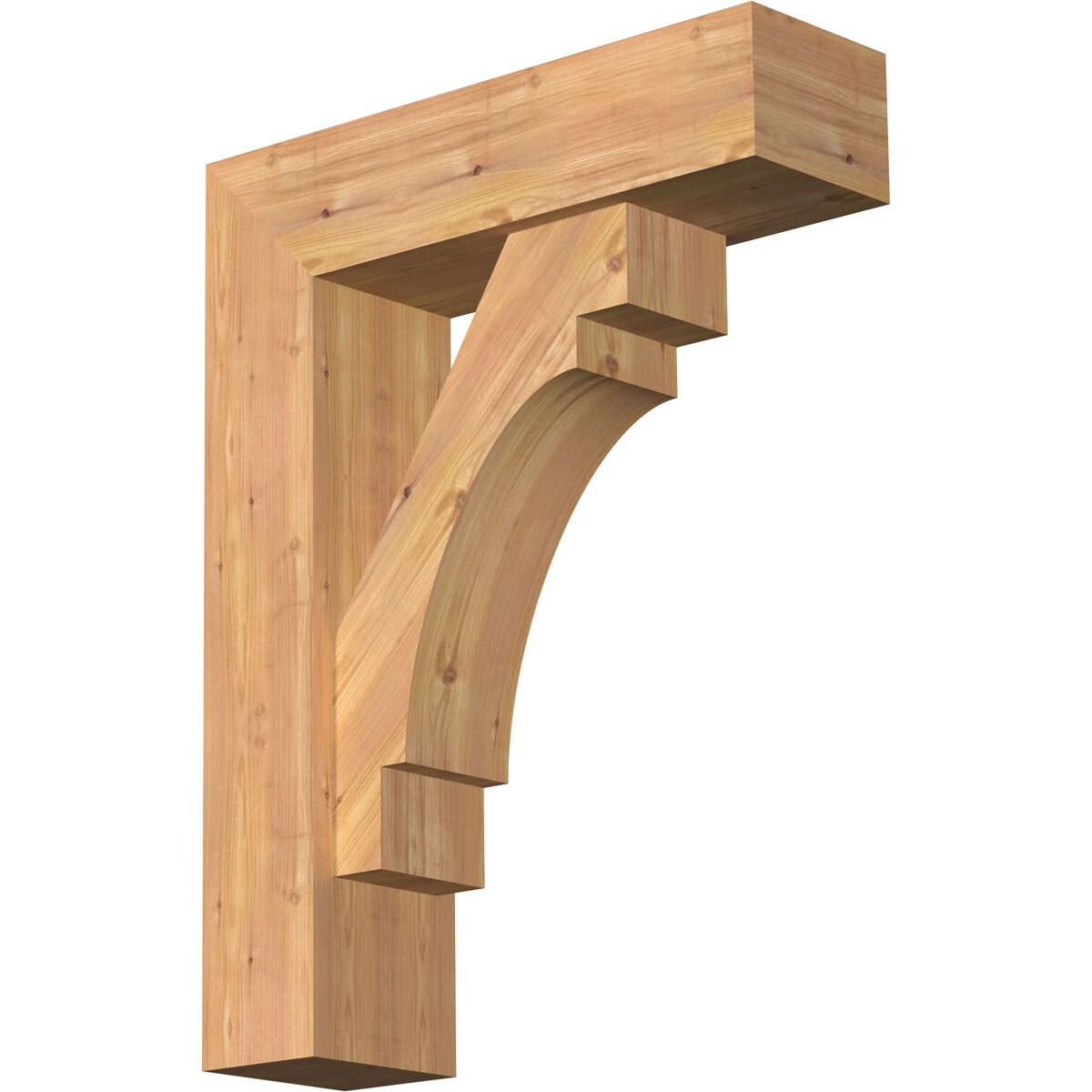 Ekena Millwork 1463180 Merced Block Smooth Bracket with Offset Brace Western Red Cedar Wood Standard Bracket