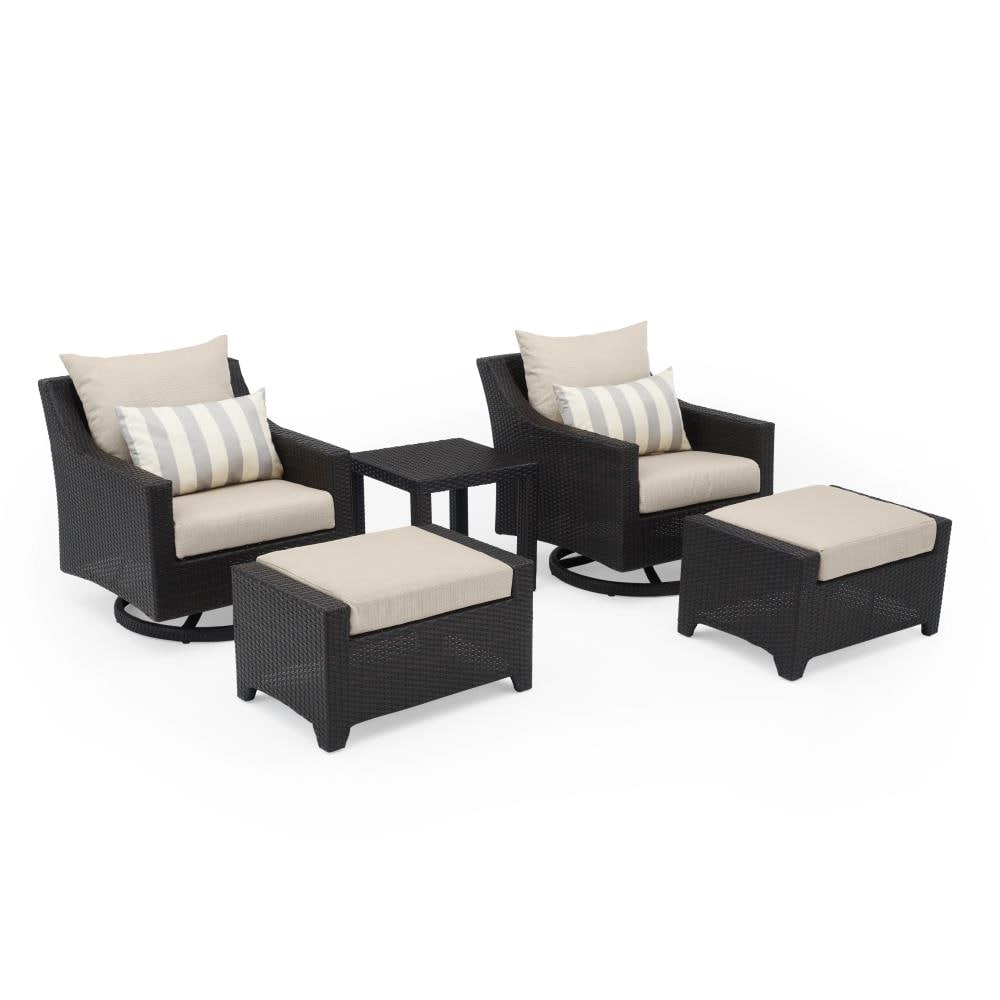 RST Brands OP-PECLB5M-SLT-K Deco 5-Piece Wicker Patio Conversation Set with Gray Sunbrella Cushions