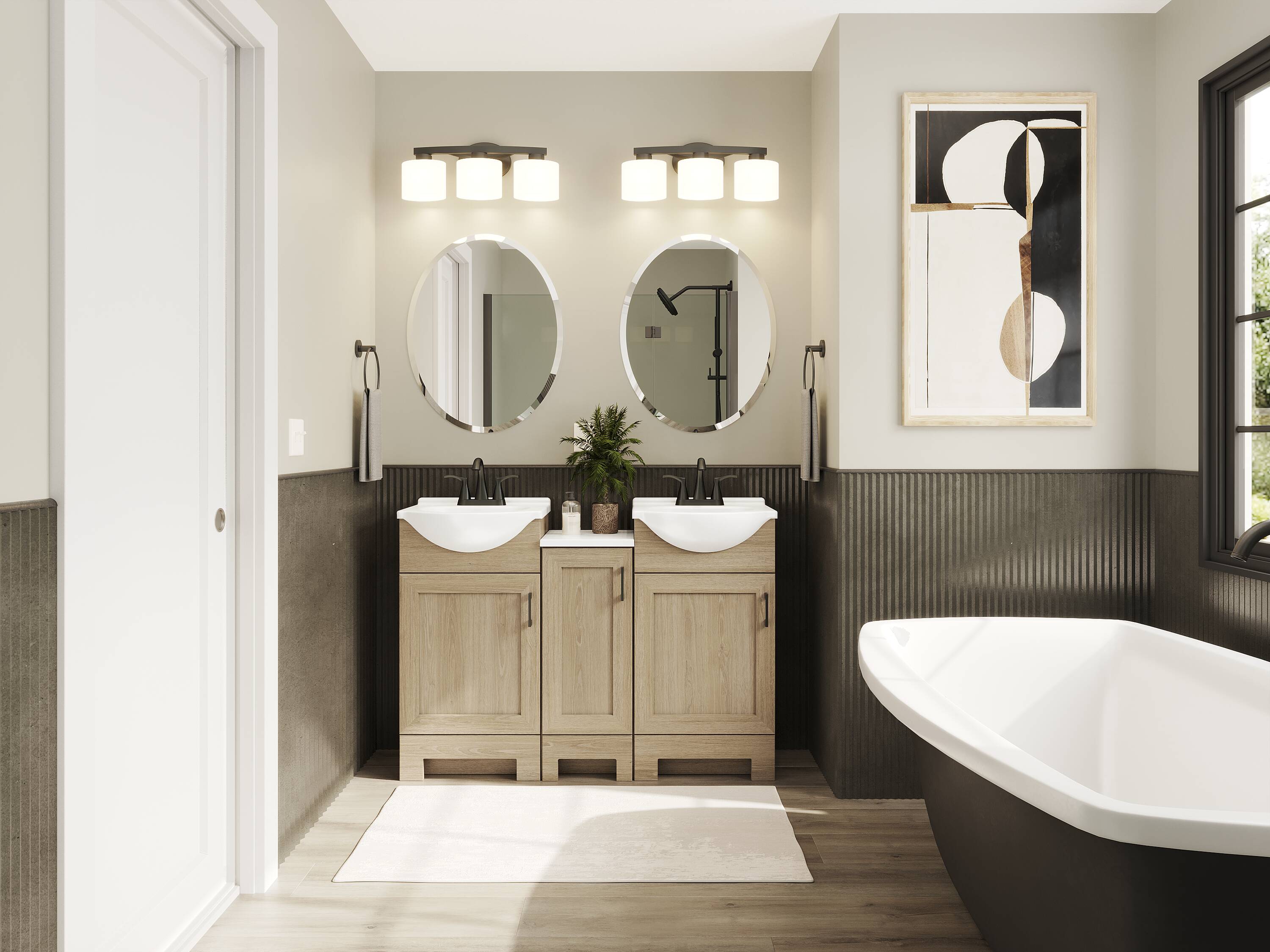 Project Source  Euro Sandstone 18-inch Vanity with Linen Cabinet