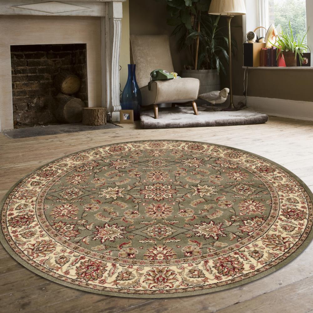 Radici USA 5 x 5 Sage Round Indoor Floral/Botanical Oriental Area Rug ...