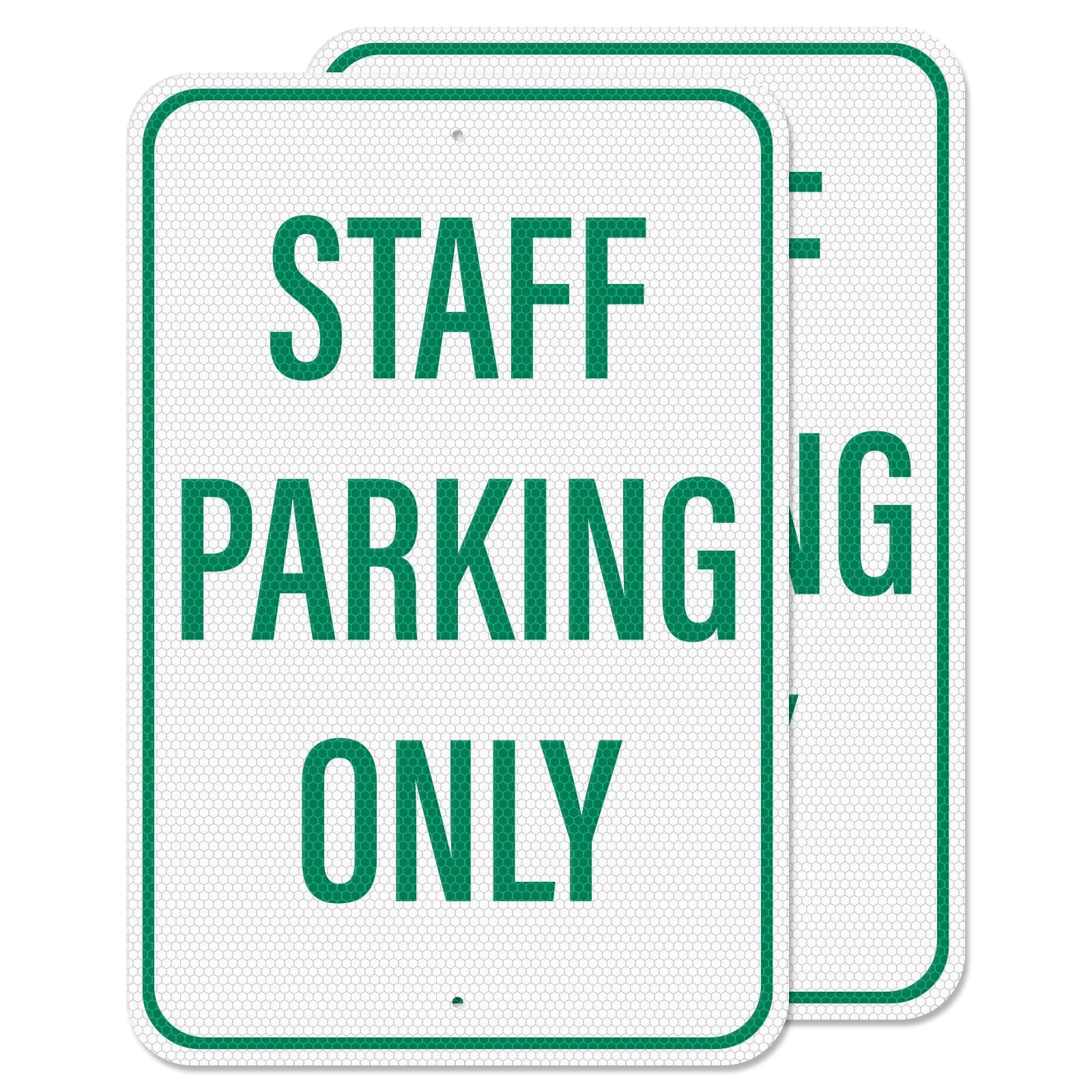 Etokfoks  2 Pack 18 x 12 Inch Reflective Aluminum Staff Parking Sign Waterproof Laminated Metal Sign for Office Business