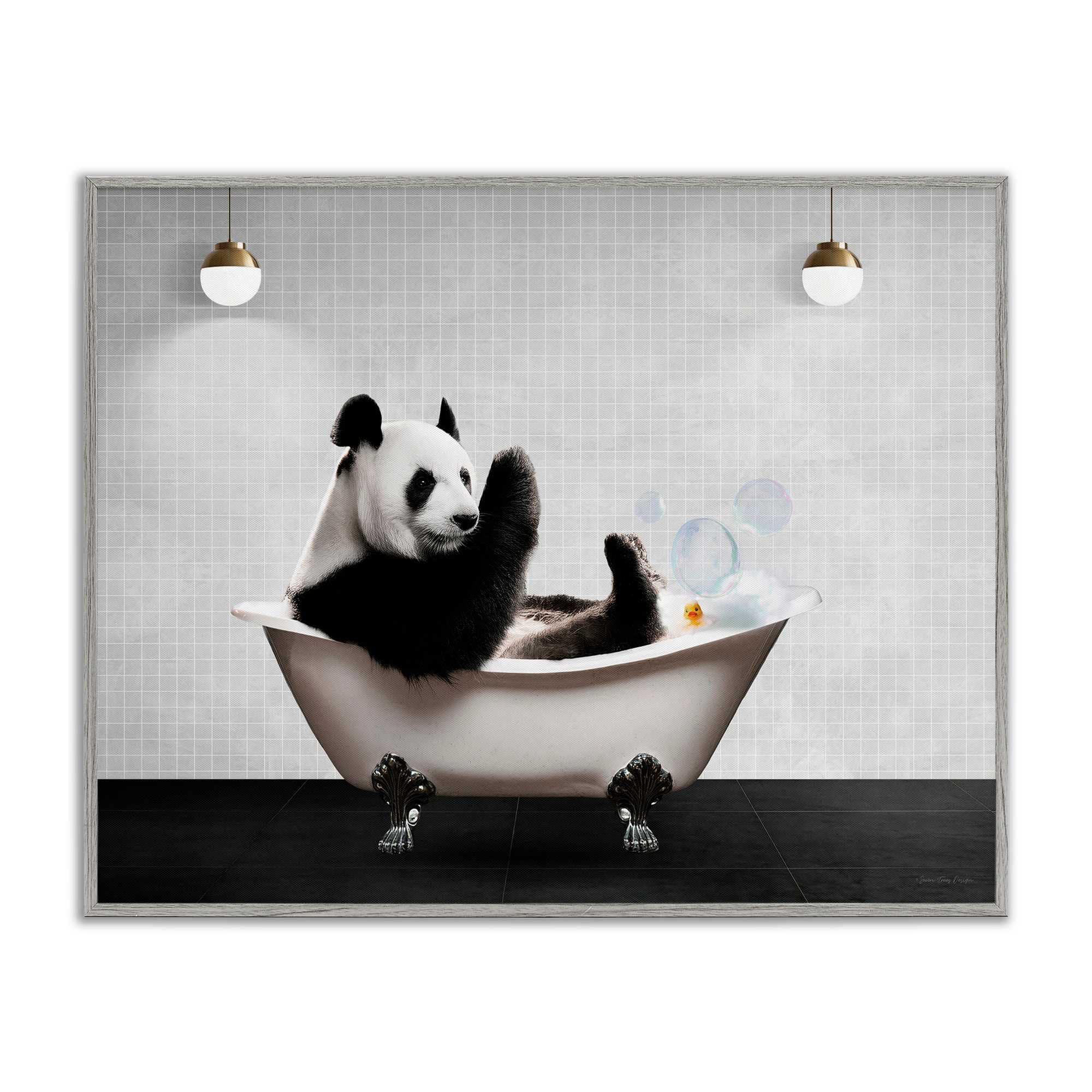 Stupell Industries BS-733-GFF-16X20 Panda in Modern Bubble Bath Framed Giclee design by Seven Trees Design