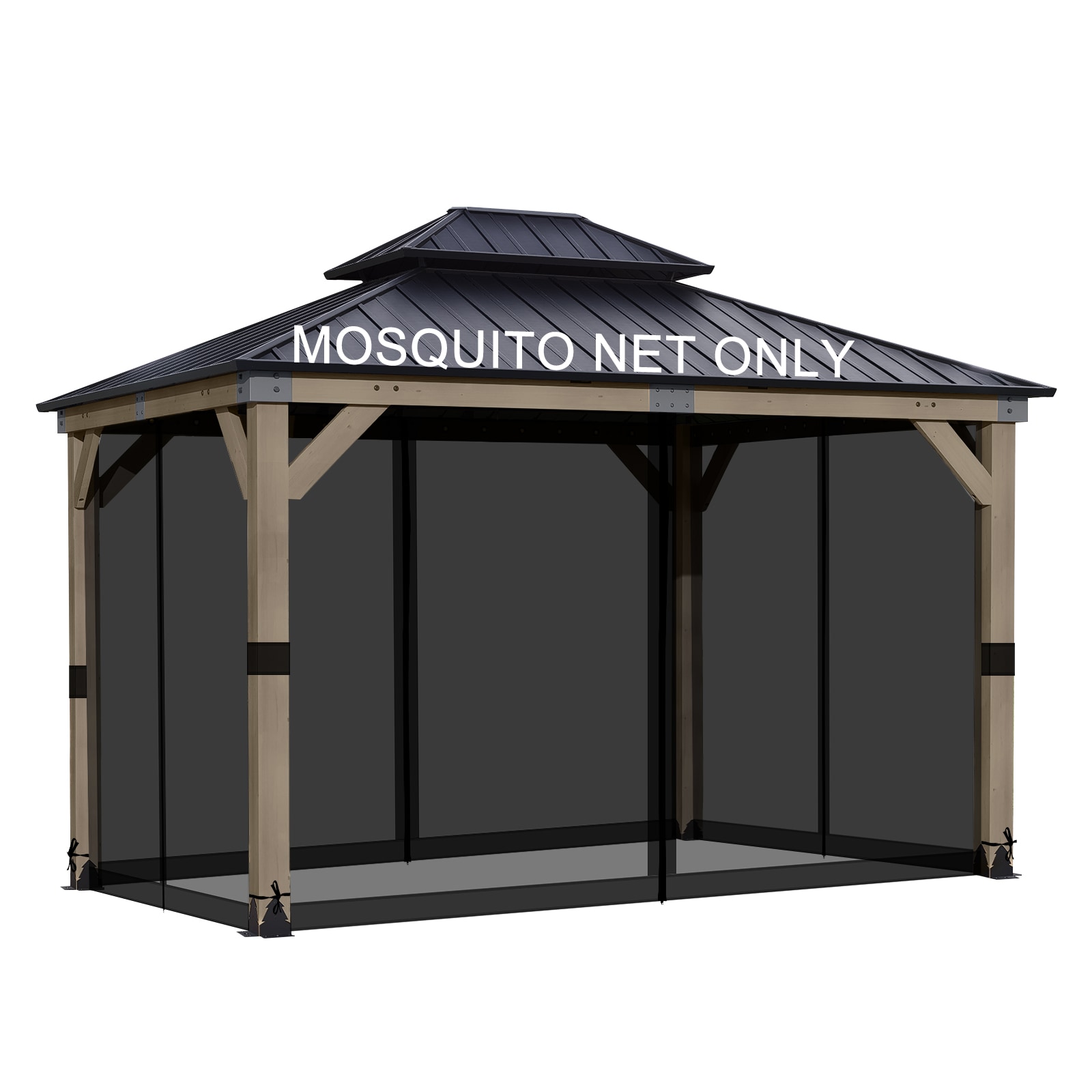 Aoodor - 14-ft x 12-ft Gazebo Universal Netting Black Gazebo replacement netting