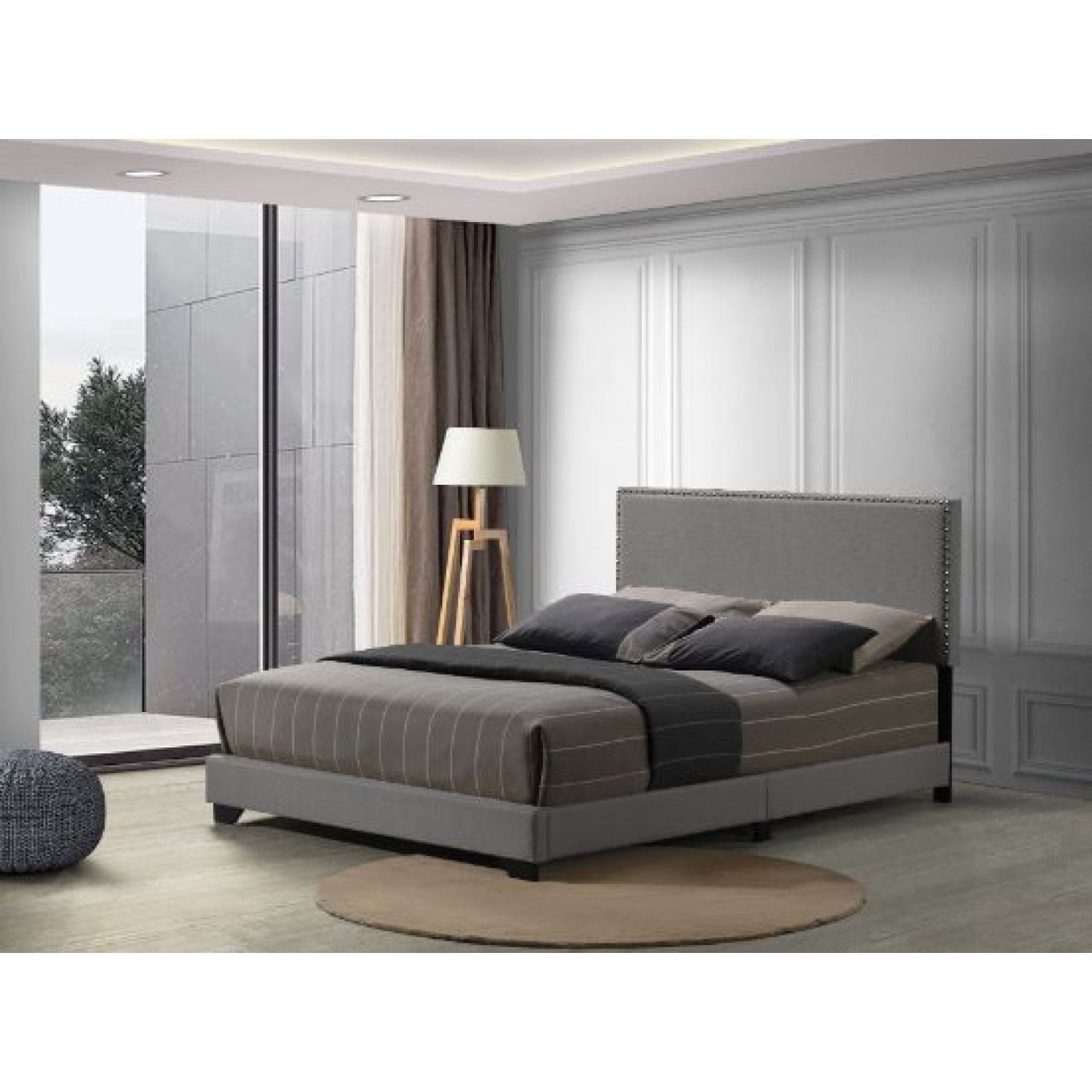 JASMODER 27430Q Gray Queen Composite Platform Bed