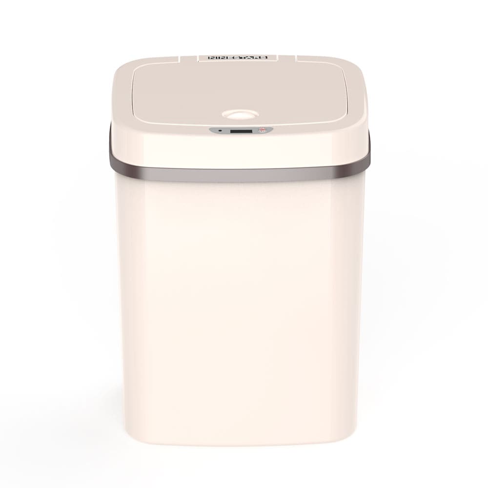 White Plastic Touchless Motion Sensor Trash Can, 3.2 Gallon