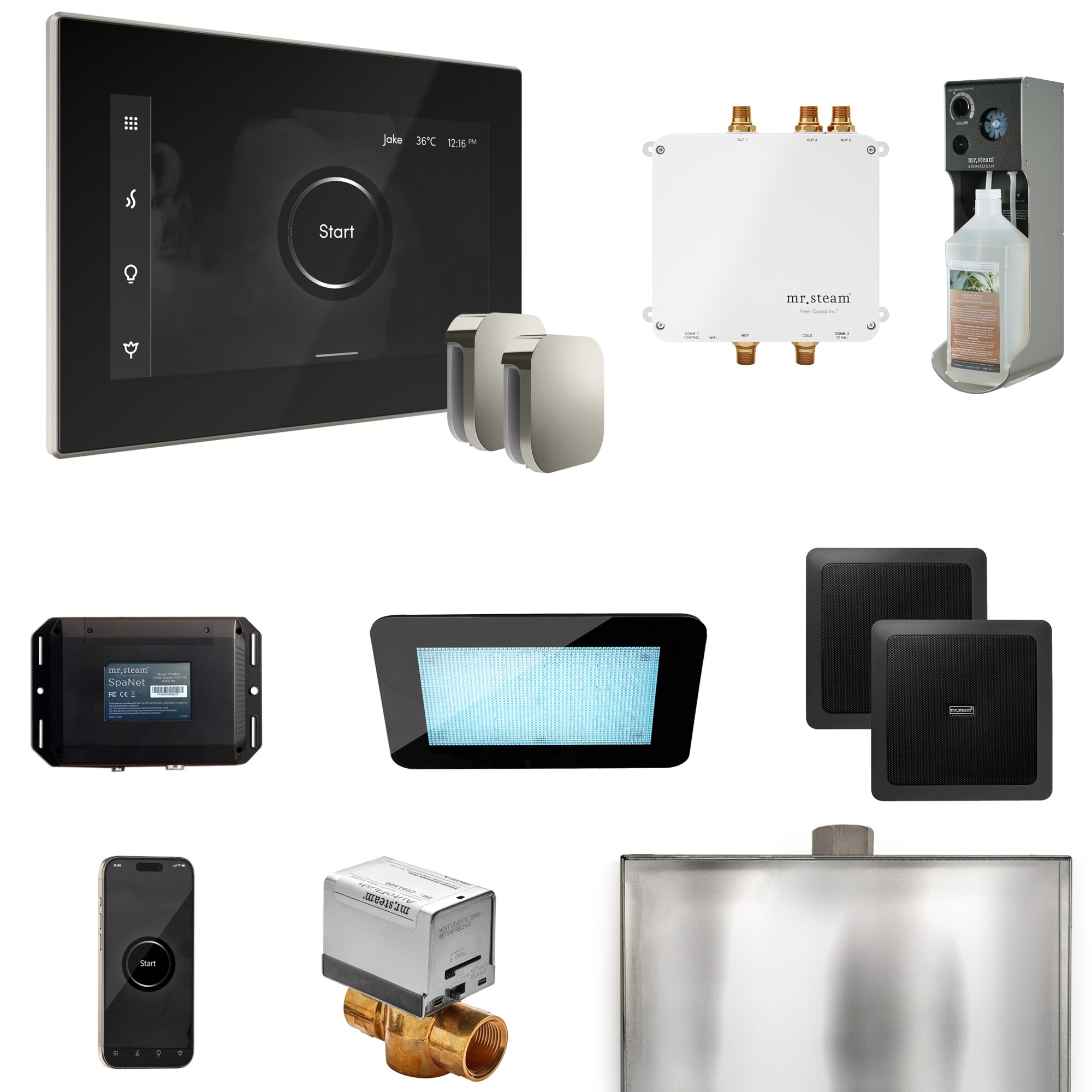 Mr. Steam BLS1-BKXPN Bliss Black - Polished Nickel Steam Generator Control Kit