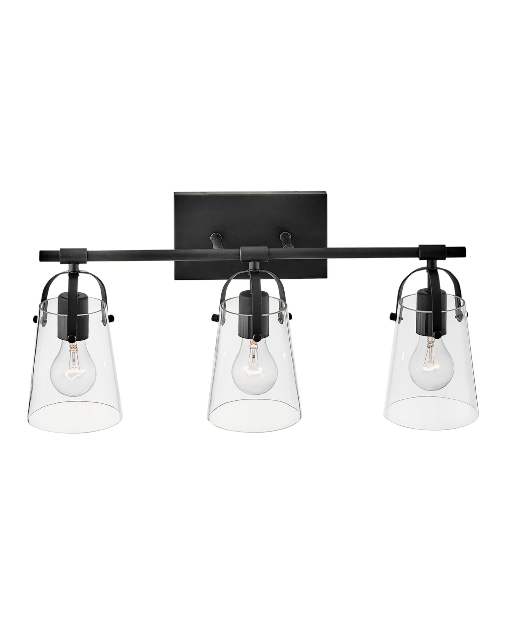 Foster Black and Clear Glass 3-Light Vanity Fixture