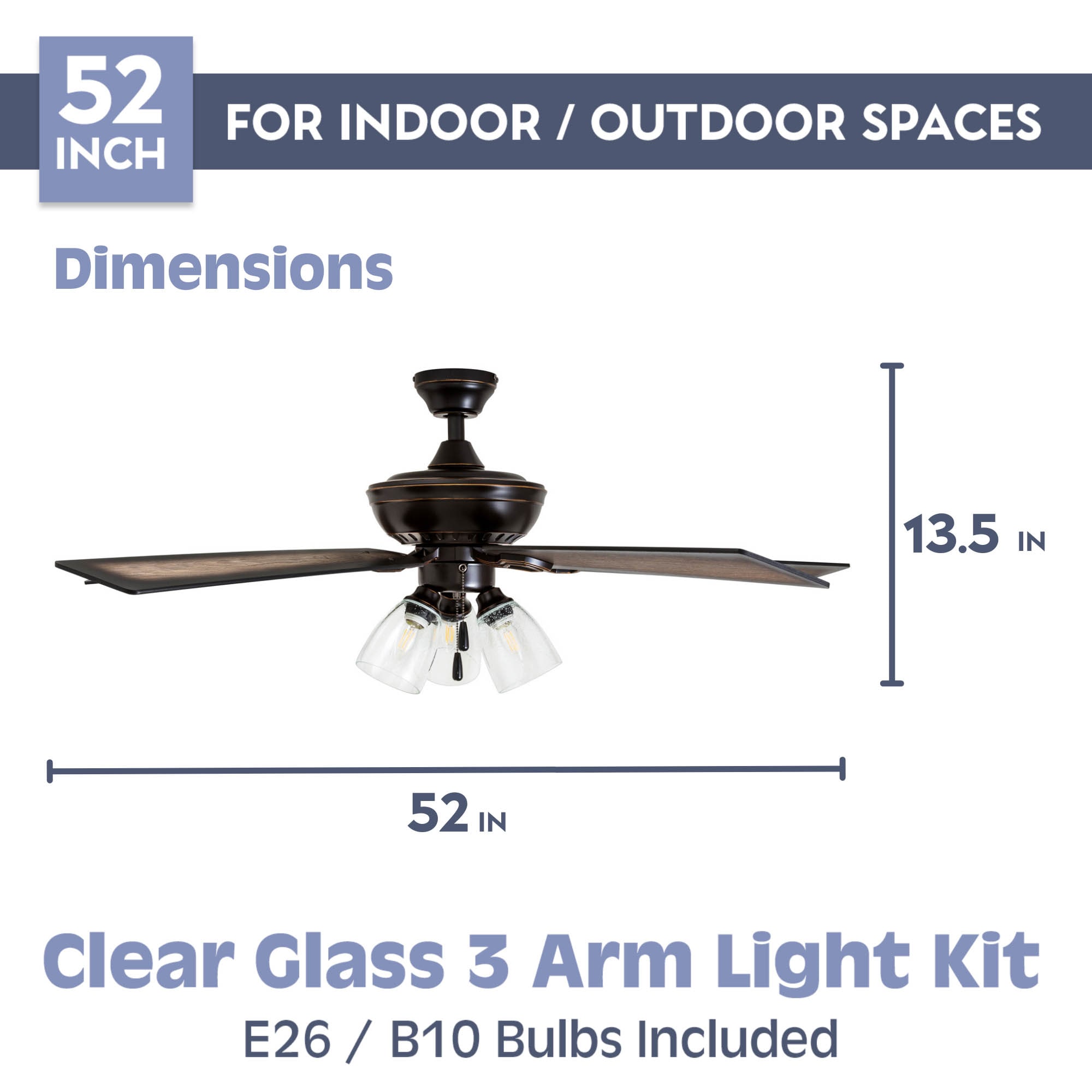 Whitaker Point 52-Inch Oil Rubbed Bronze Ceiling Fan with Driftwood Blades and LED Light