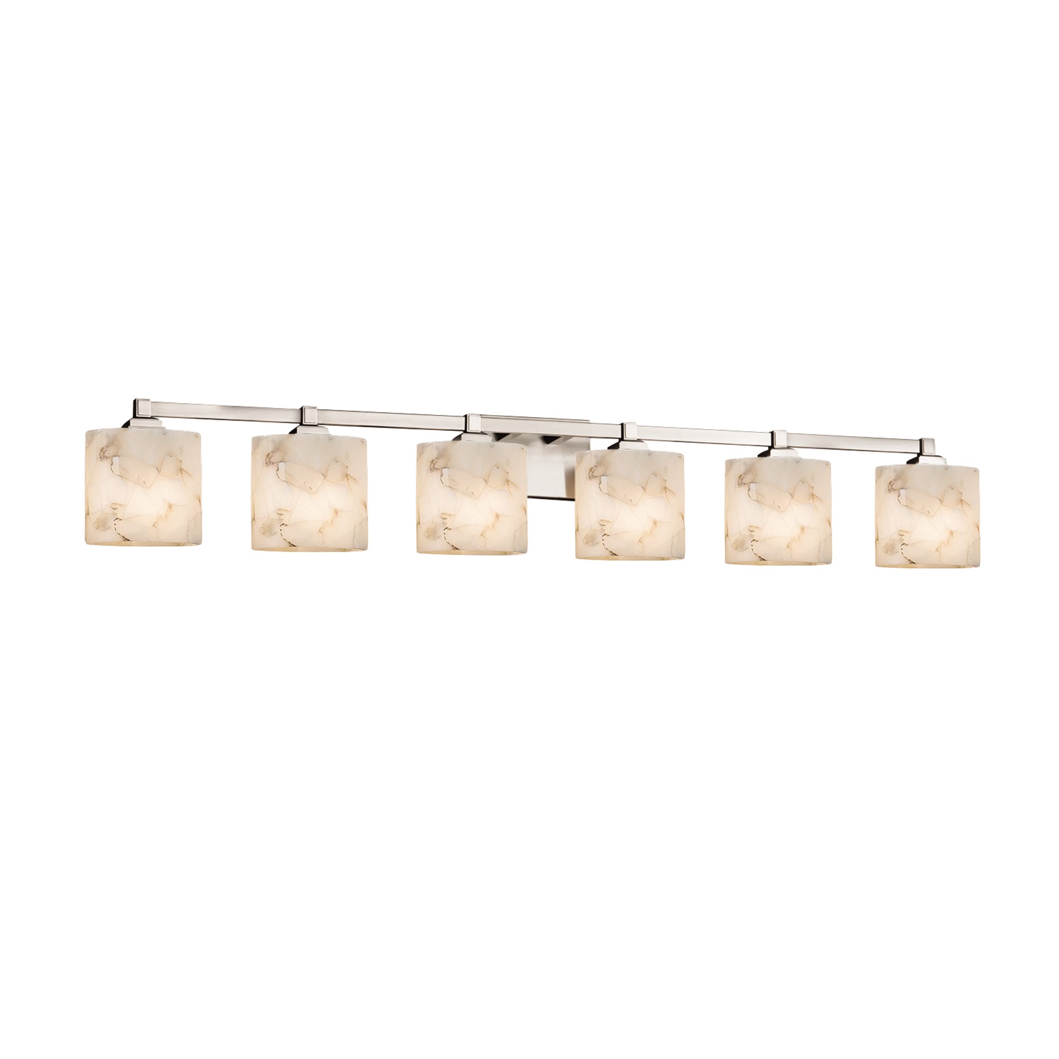 Justice Design Group ALR-8436-30-NCKL Alabaster Rocks 51.5-in 6-Light Brushed Nickel Transitional Vanity Light