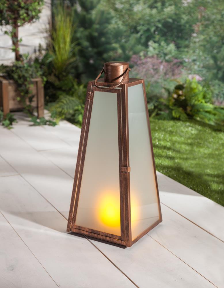 Globe Electric 6.8-in x 16-in Matte Black Metal LED Light Outdoor  Decorative Lantern in the Outdoor Decorative Lanterns department at