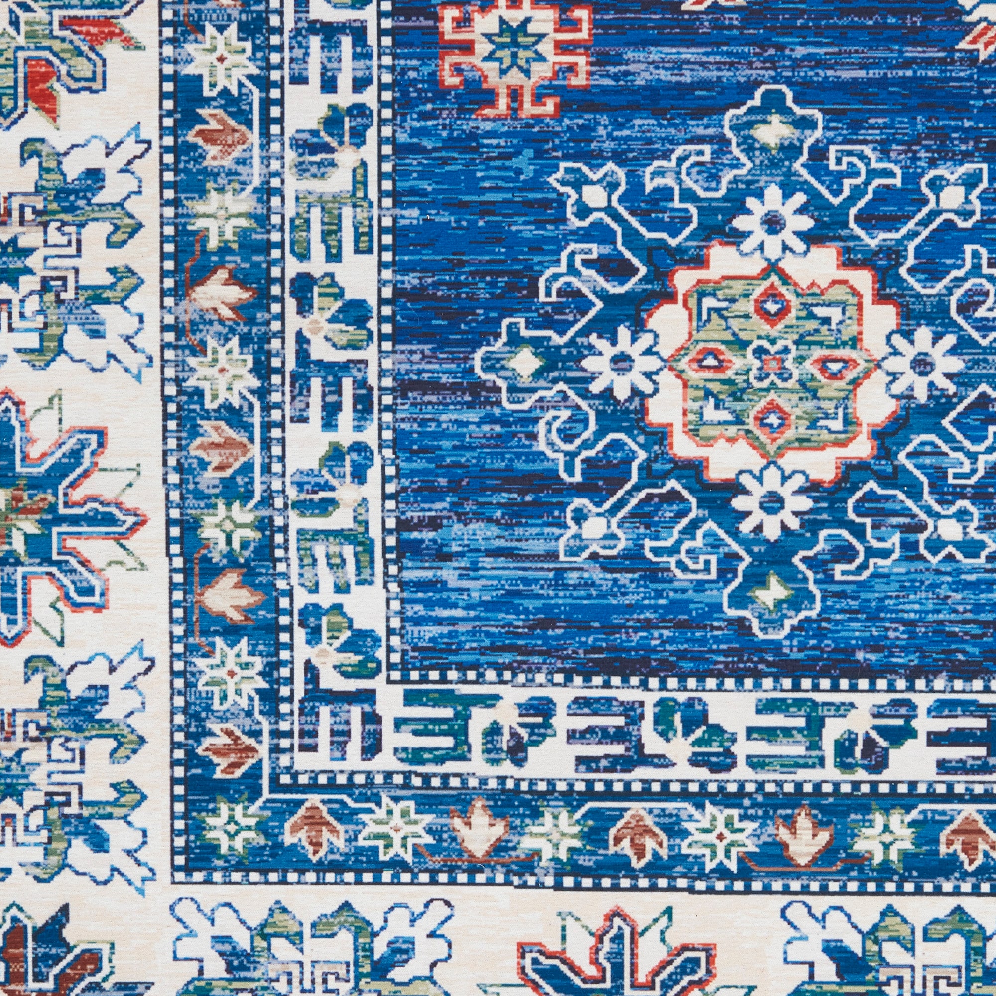 Fulton Vintage Blue Persian-Inspired 7'10" x 9'10" Non-Slip Flatweave Rug