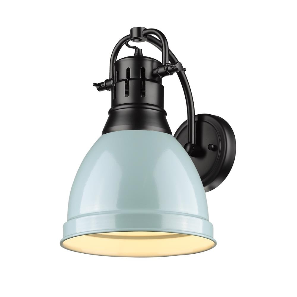 Golden Lighting 3602-1W BLK-SF Duncan 8.875-in W 1 -Light Polished Black Transitional Wall Sconce