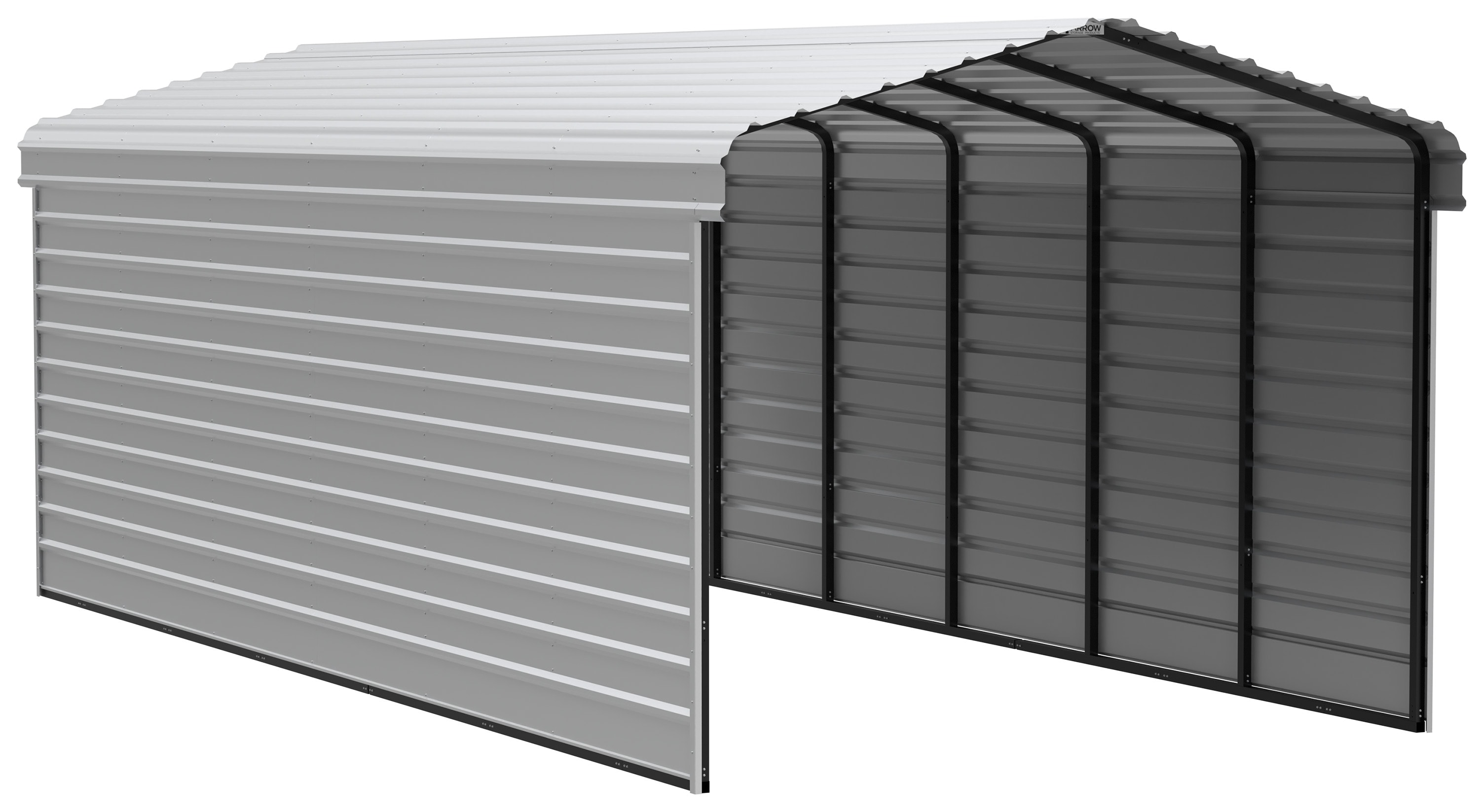 Arrow CPH122909ECL2 12-ft W x 29-ft L x 9-ft H Eggshell Metal Carport with Metal Roof