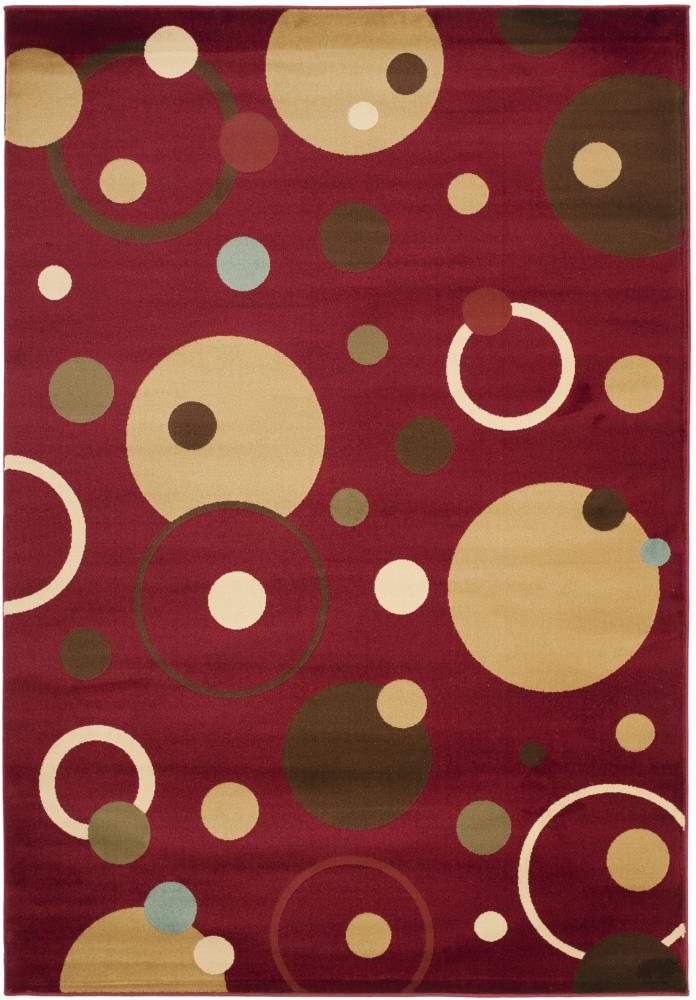 Red and Beige Rectangular Reversible Floral Rug