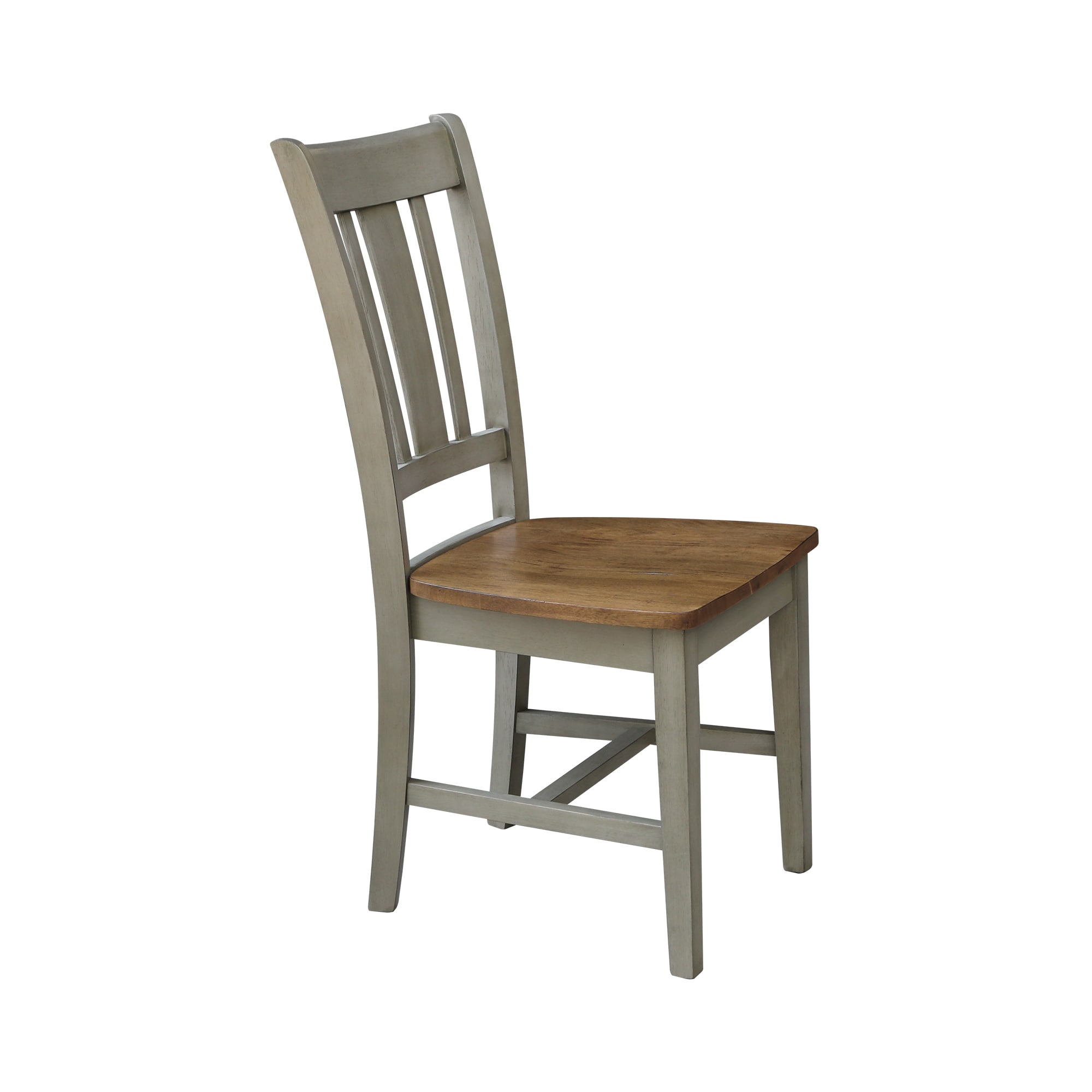 Distressed Hickory and Stone High Back Wood Dining Chairs