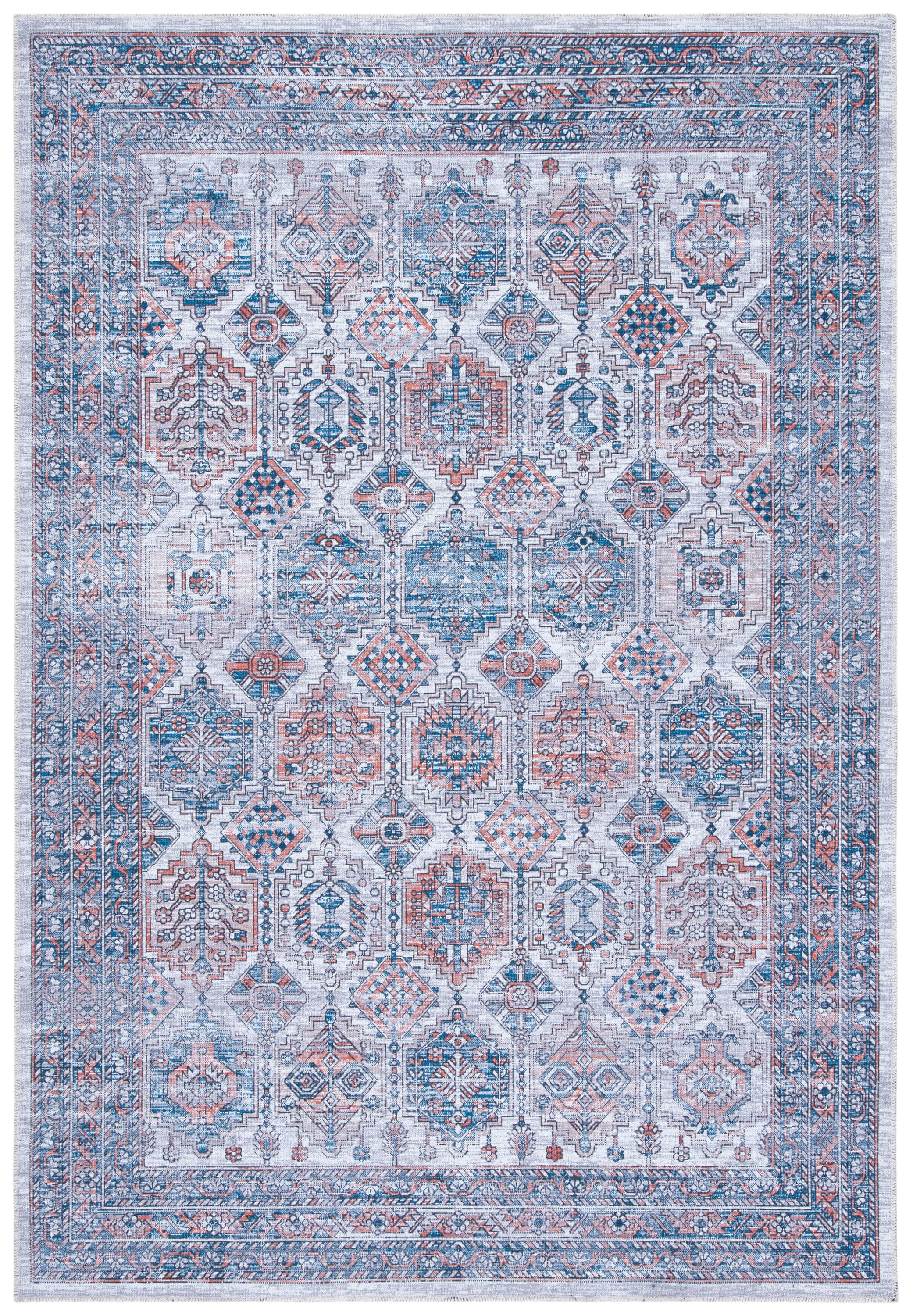 Serapi Ivory and Rust Rectangular Viscose Area Rug, 4' x 6'