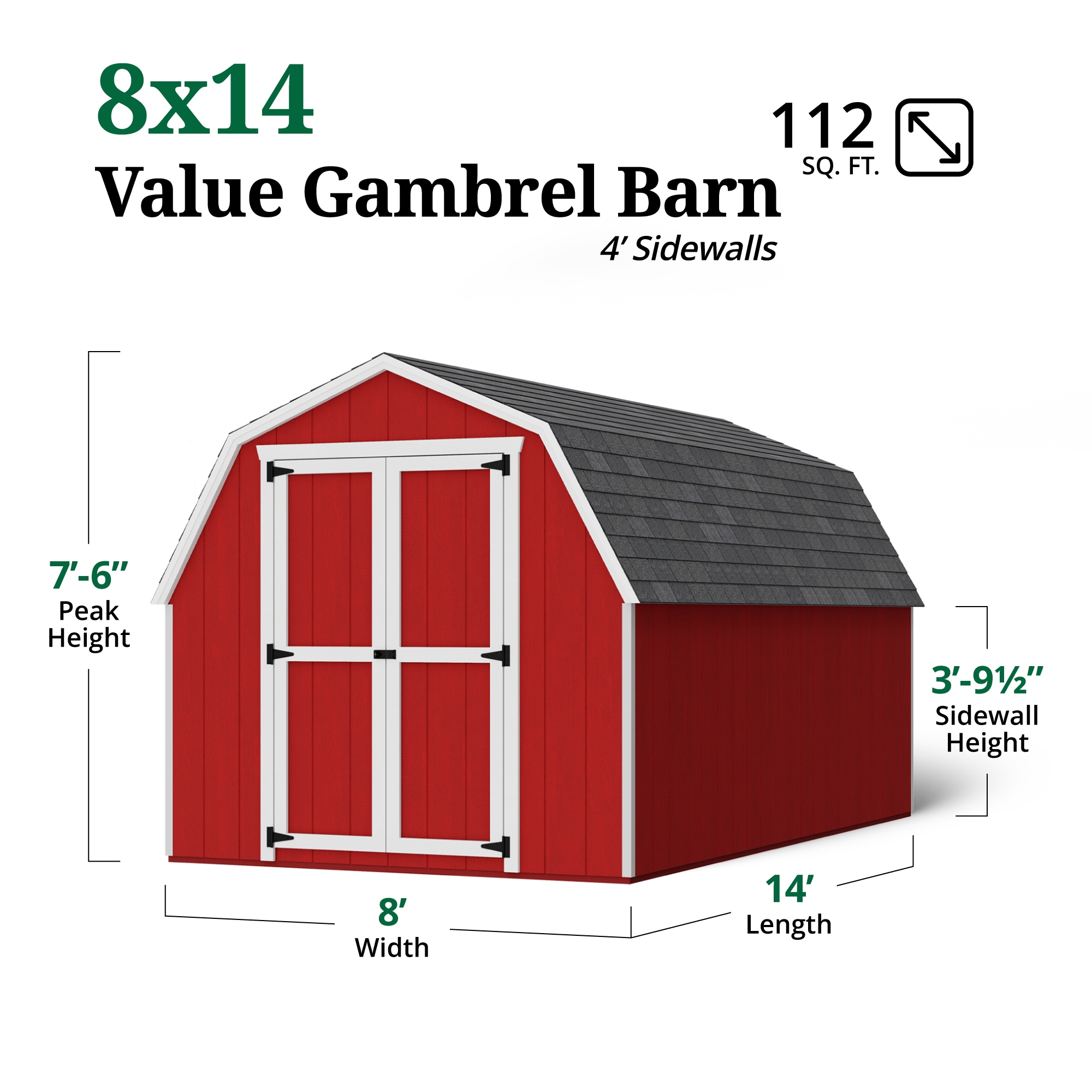 Little Cottage Co 8X14 VGB-4-PC Wood-Storage-Buildings - View #3