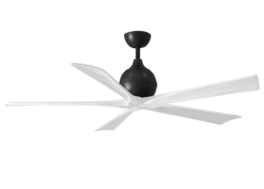 Irene-5 60-in Matte Black with Matte White Blades Indoor/Outdoor Ceiling Fan and Remote (5-Blade) | - Matthews Fan Company IR5-BK-MWH-60