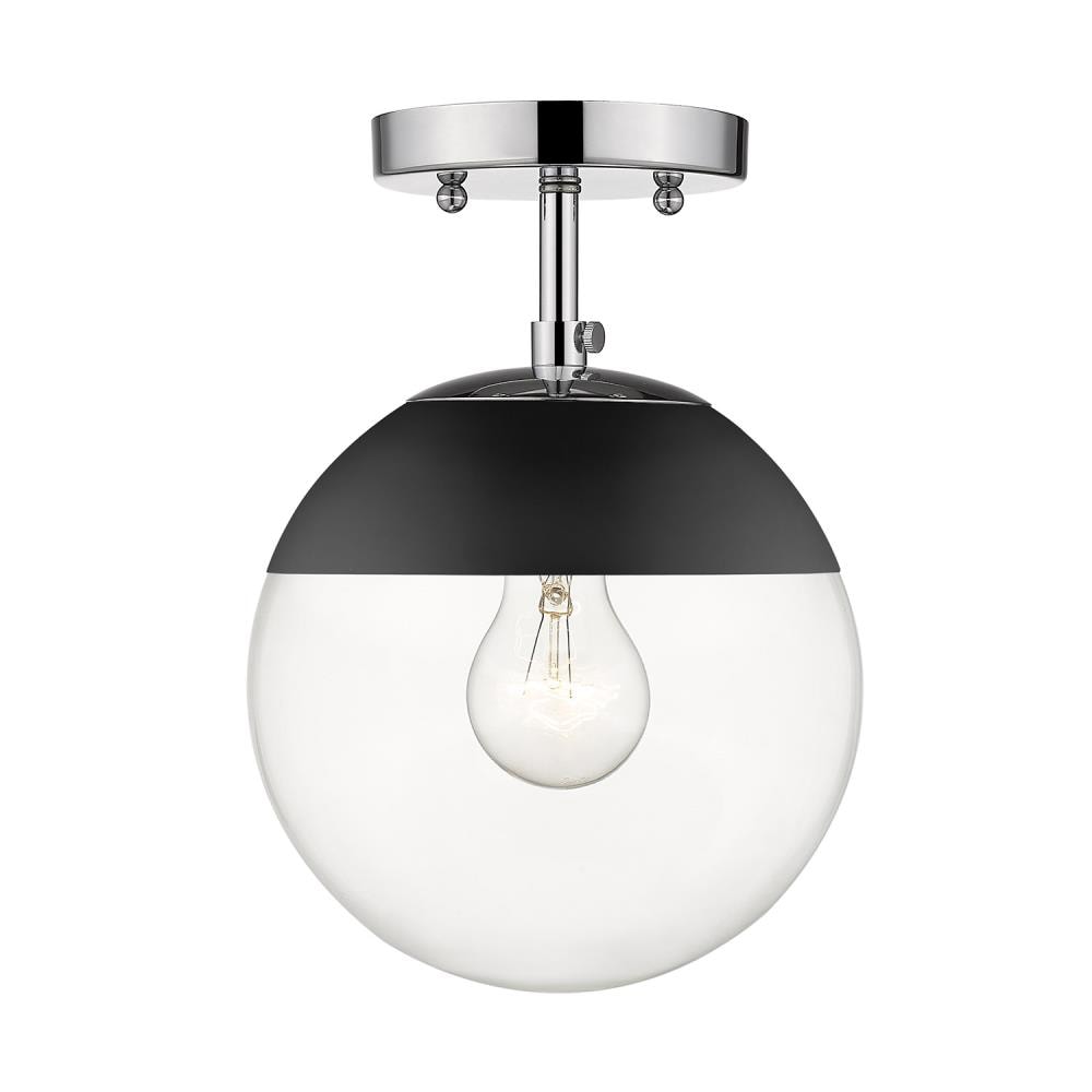 Golden Lighting 3219-SF CH-BLK Dixon 1 -Light 7.5-in Gray Semi Flush Mount Light