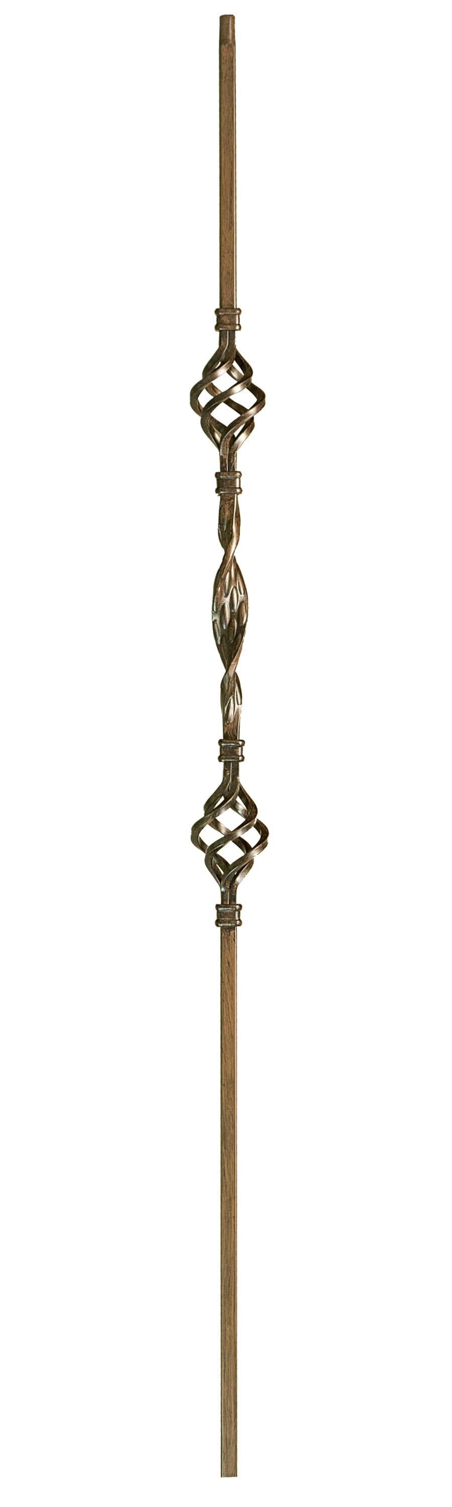 WM Coffman 802445 44-in x 0.5-in Oil Rubbed Bronze Wrought Iron Pin Top Double Basket Stair Baluster