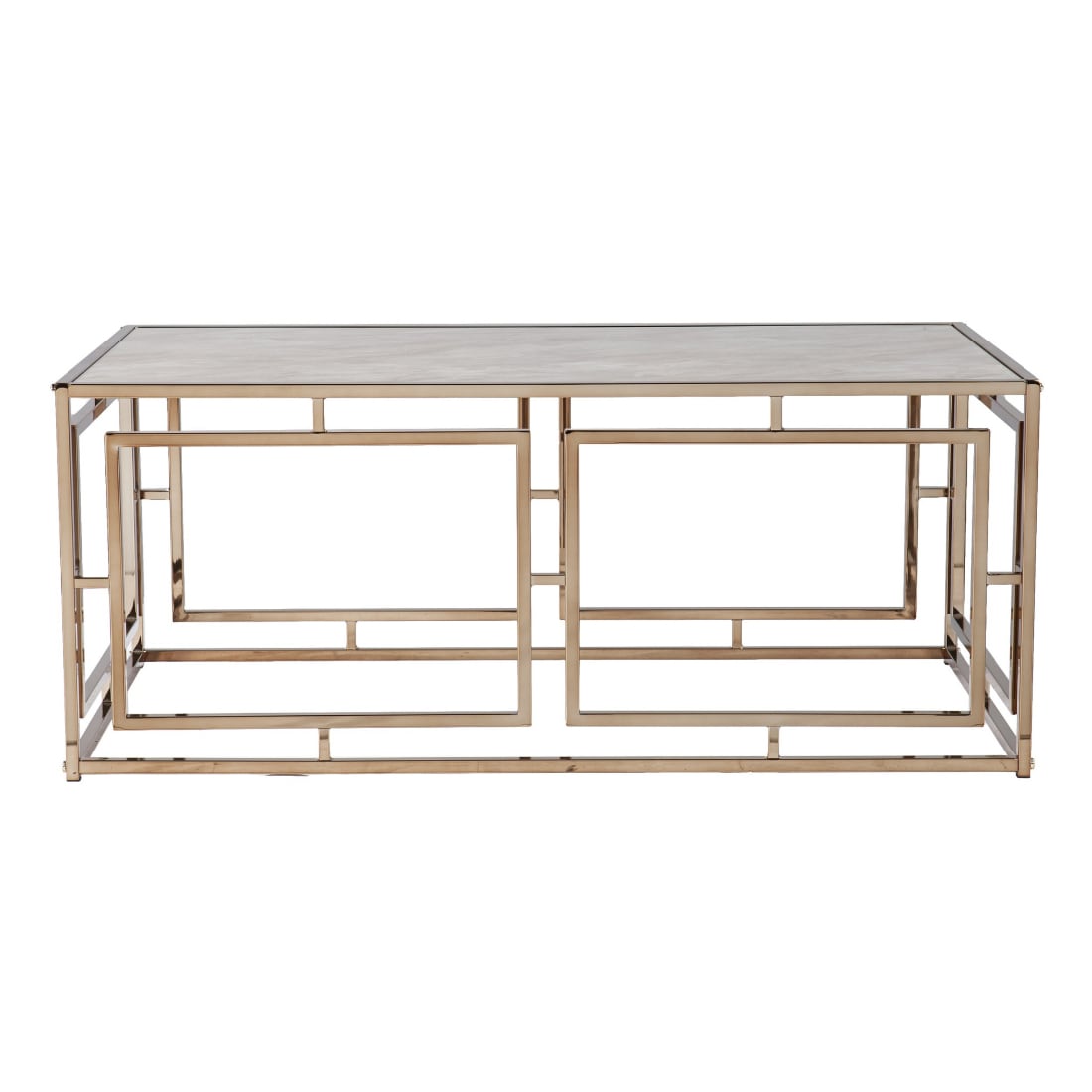 HomeRoots 4000402123 Gold Glass Modern Coffee Table
