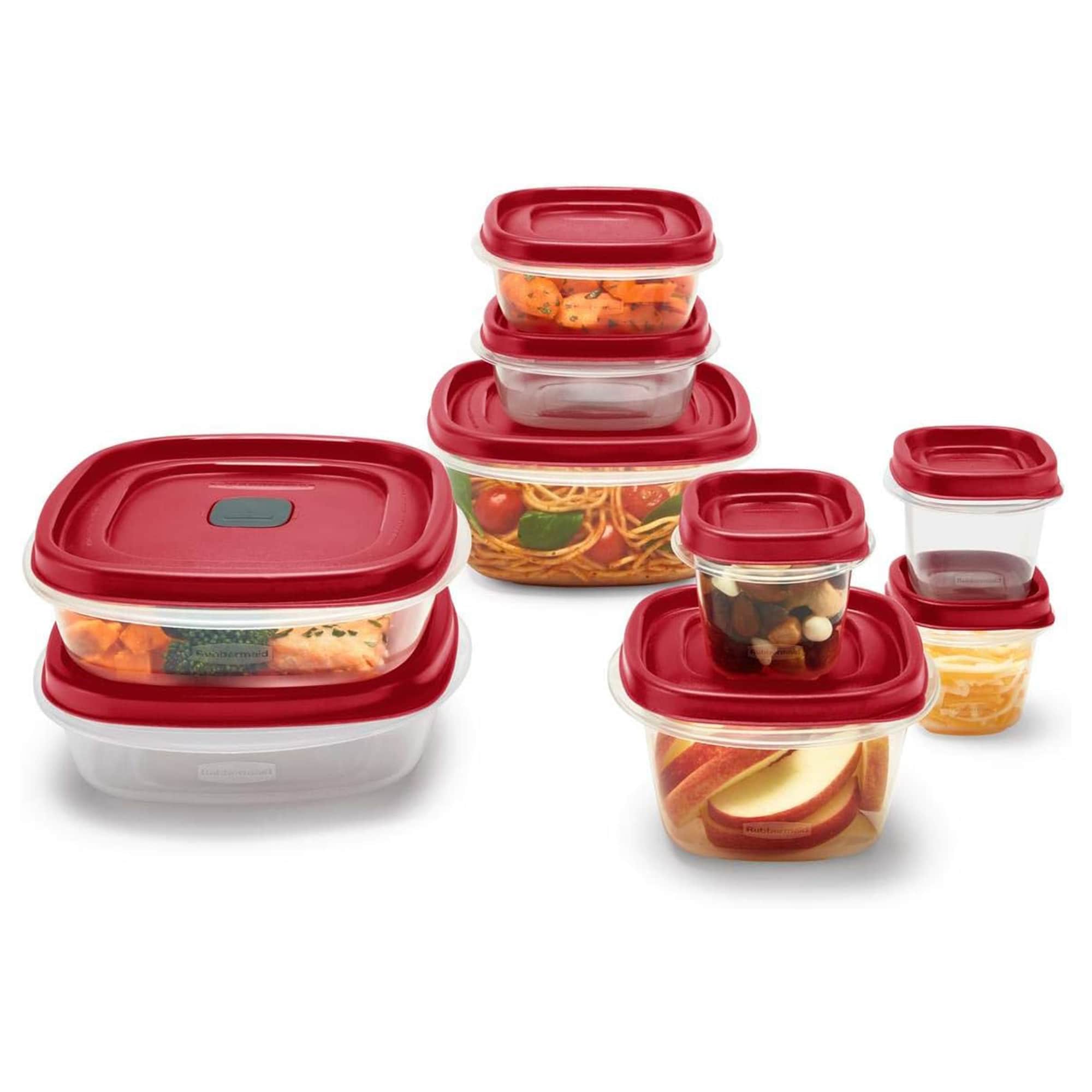 Rubbermaid  Clear Food Storage and Organization Container Set w/ Lid 9 Pack Red