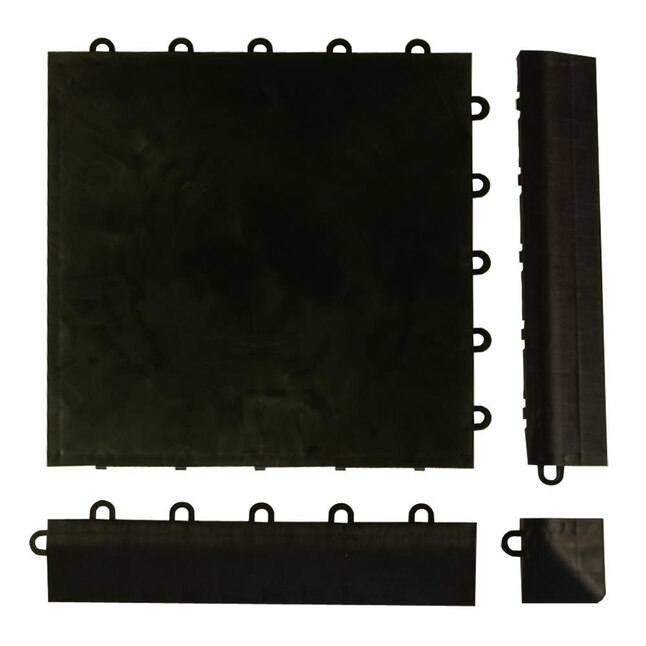 Greatmats Click 4-Pack 2.375-in x 12.125-in Black PVC Plastic Tile Multipurpose Flooring Greatmats Click 4-Pack 2.375-in x 12.125-in Black PVC Plastic Tile Multipurpose Flooring