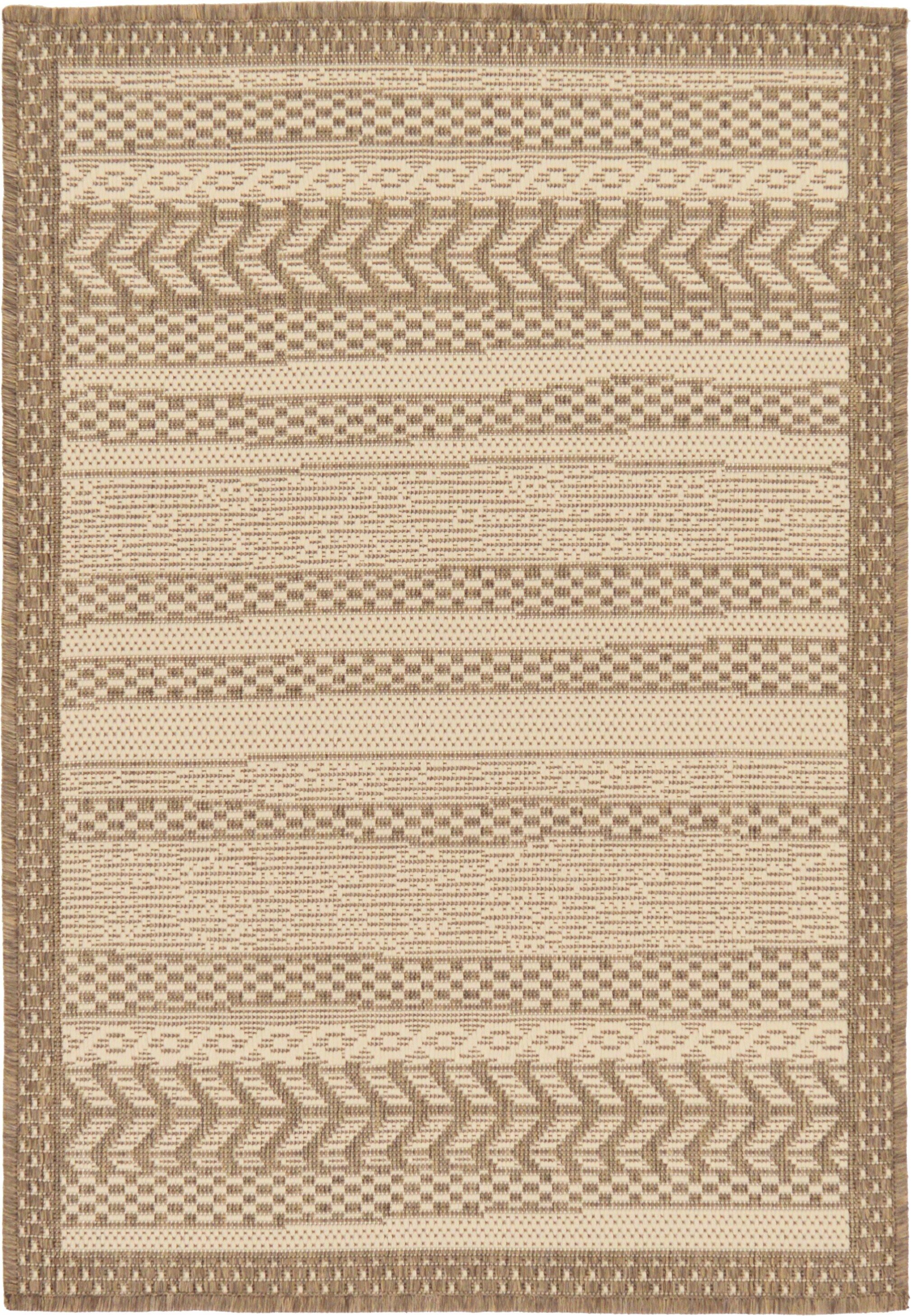 Unique Loom 3127143 Lines Outdoor 2 x 3 (ft) Loomed Polypropylene Brown/Beige Rectangular Indoor/Outdoor Geometric French Country Area rug